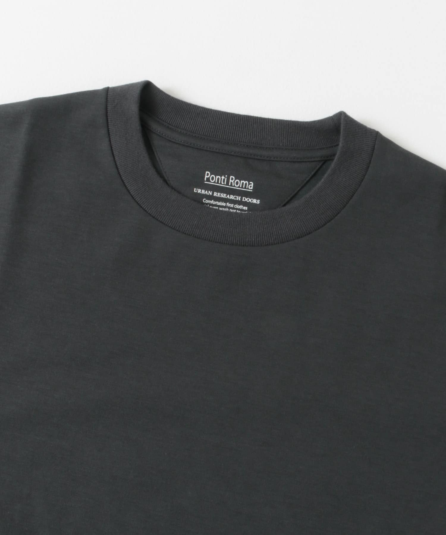 ポンチ8分袖ラウンドヘムTシャツ INK BLACK M