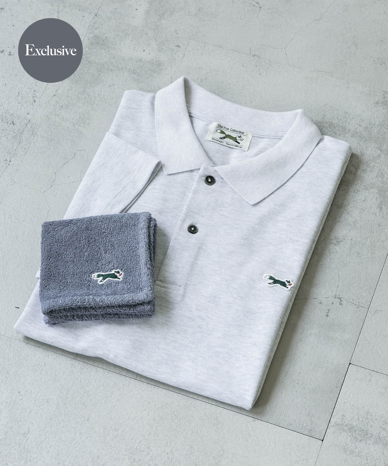 『別注』PENNEYS×DOORS　THE FOX ポロシャツ&ハンドタオルセット ASH GRAY M