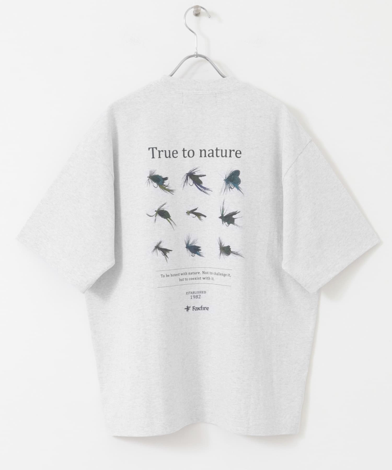 『別注』Foxfire×DOORS　毛針プリントTシャツ ASH GRAY M