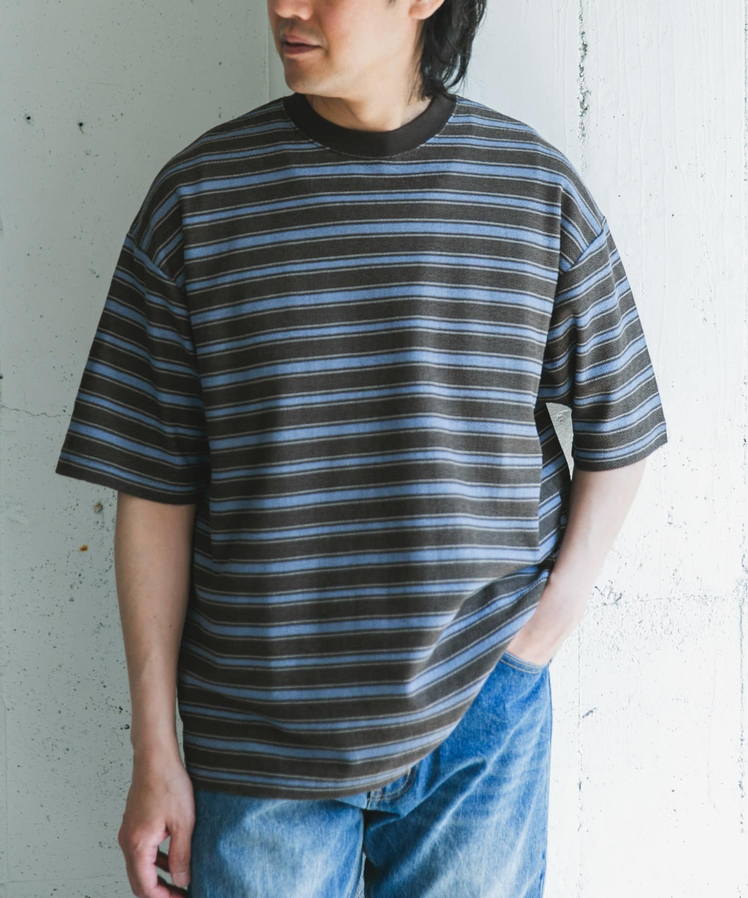 プリントボーダーショートスリーブTシャツ