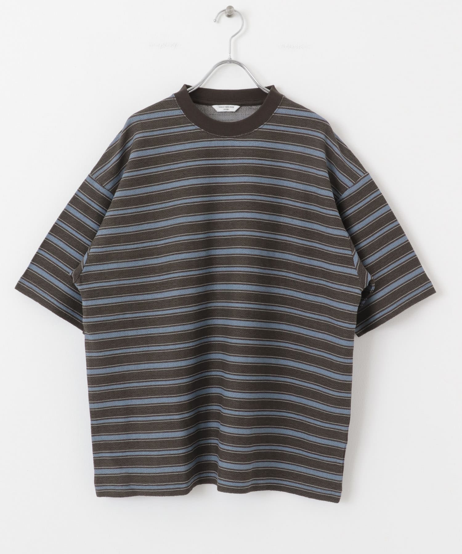 プリントボーダーショートスリーブTシャツ BRN×BLU M