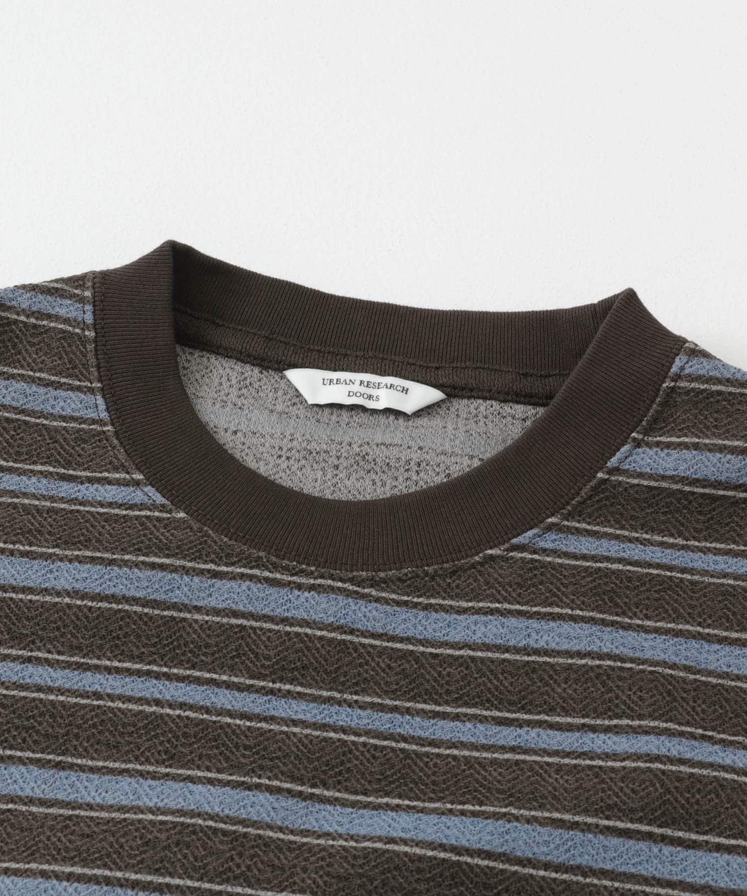 プリントボーダーショートスリーブTシャツ BRN×BLU M