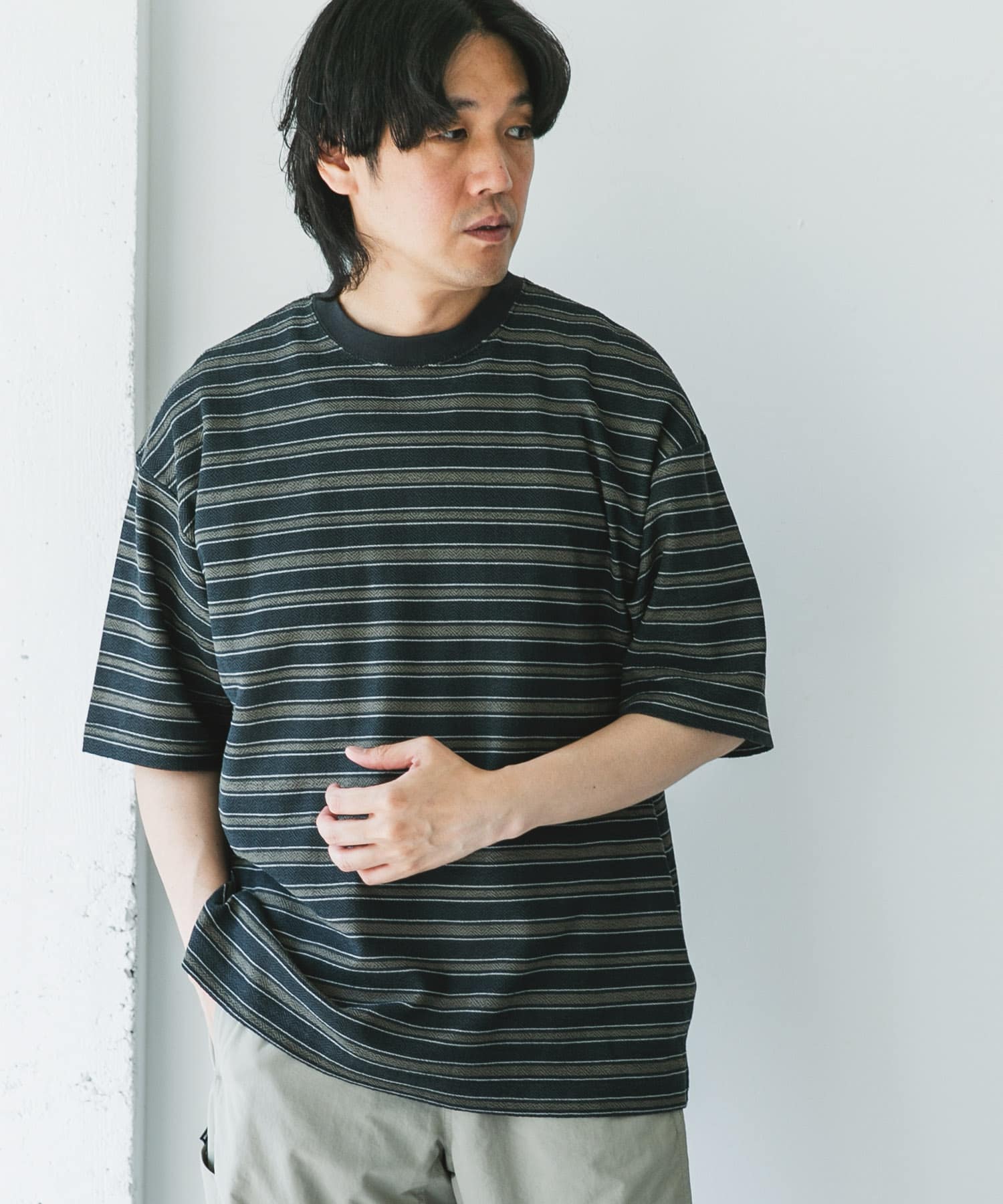 プリントボーダーショートスリーブTシャツ