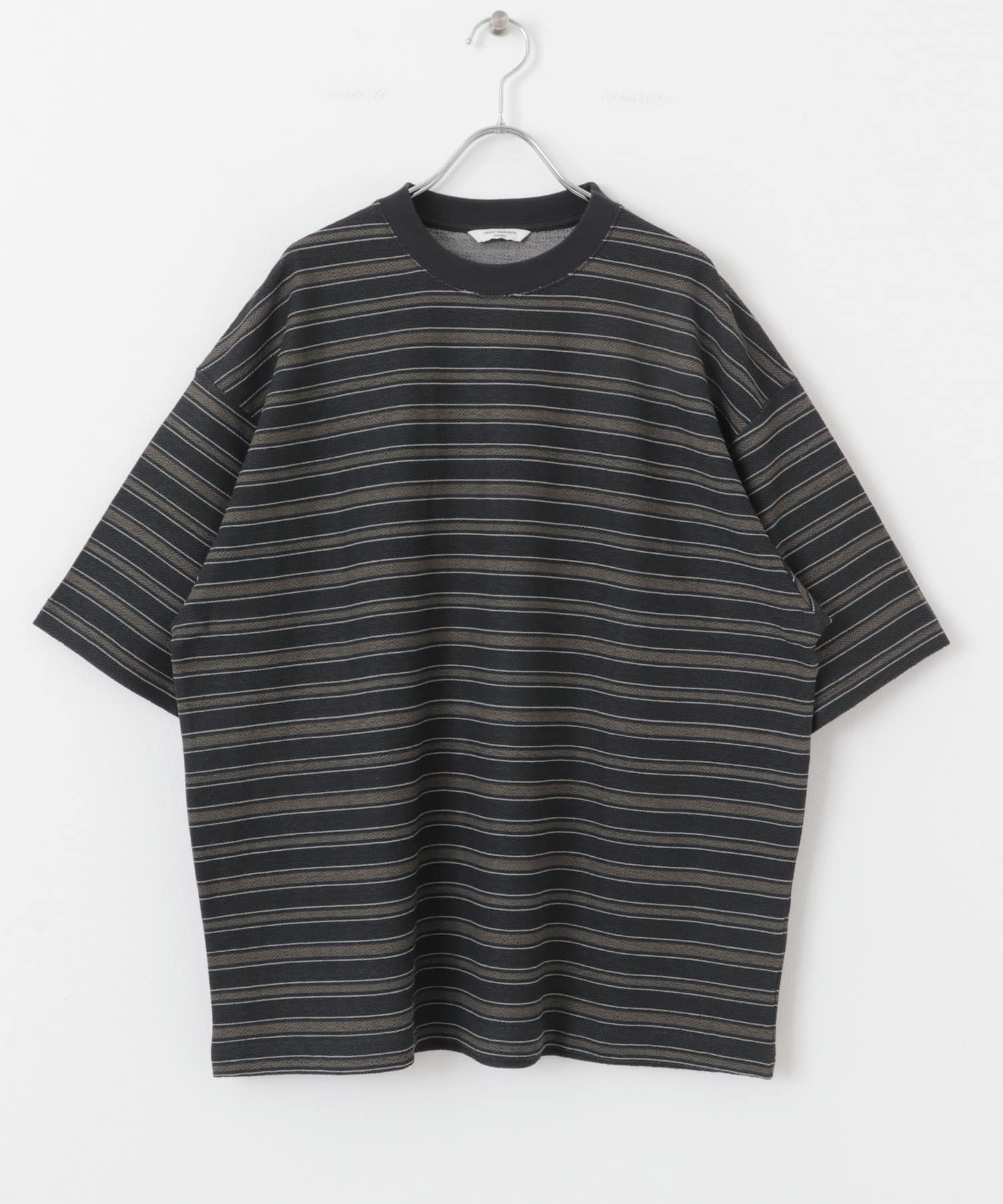 プリントボーダーショートスリーブTシャツ BLK×KHK M