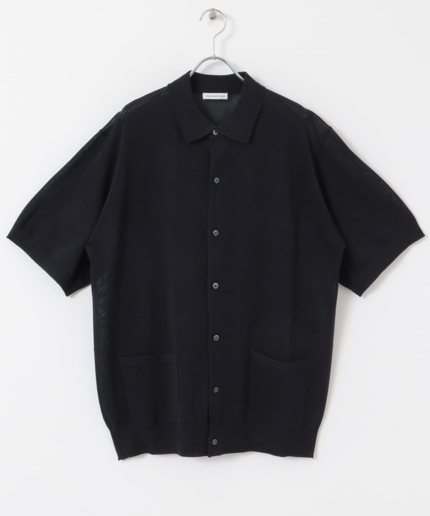 リネンライクショートスリーブシャツカーディガン NAVY M