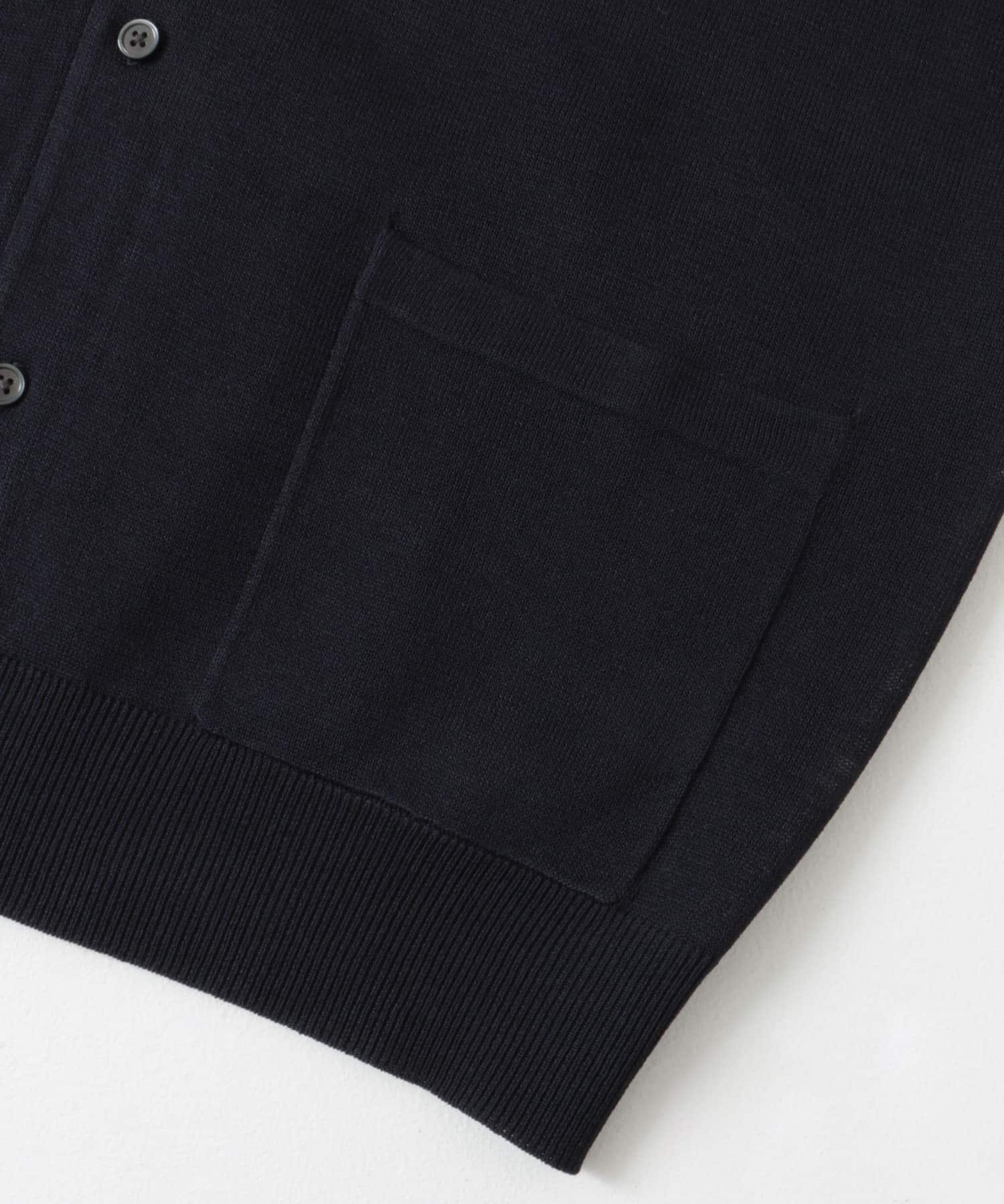 リネンライクショートスリーブシャツカーディガン NAVY M