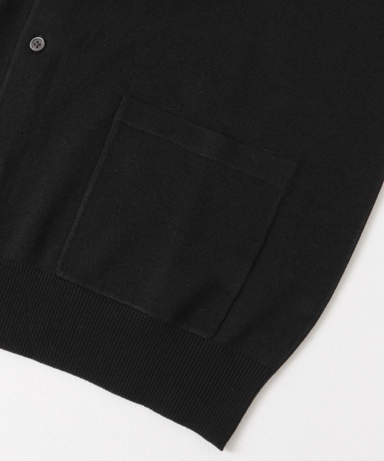 リネンライクショートスリーブシャツカーディガン BLACK M