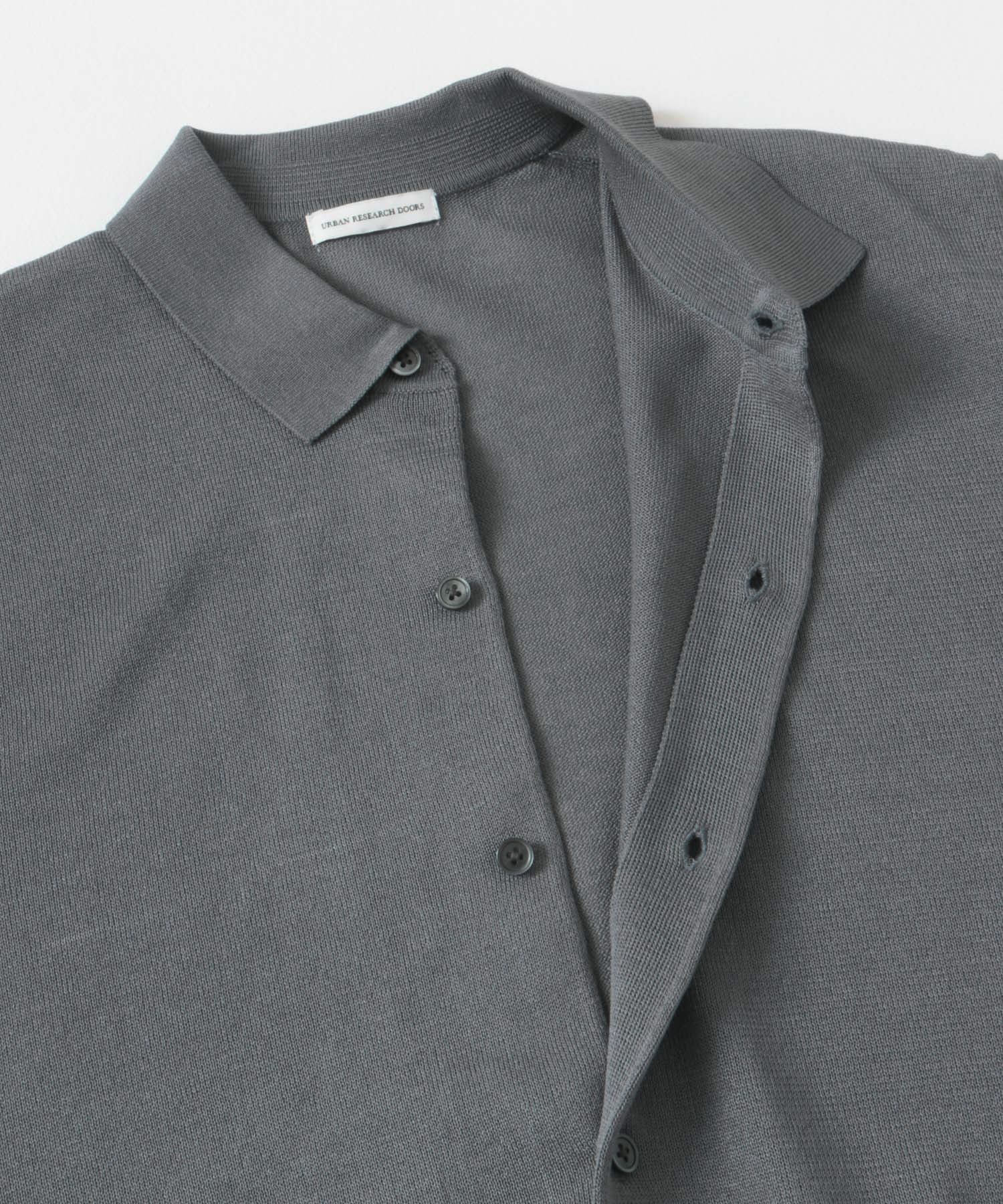 リネンライクショートスリーブシャツカーディガン GRAY M