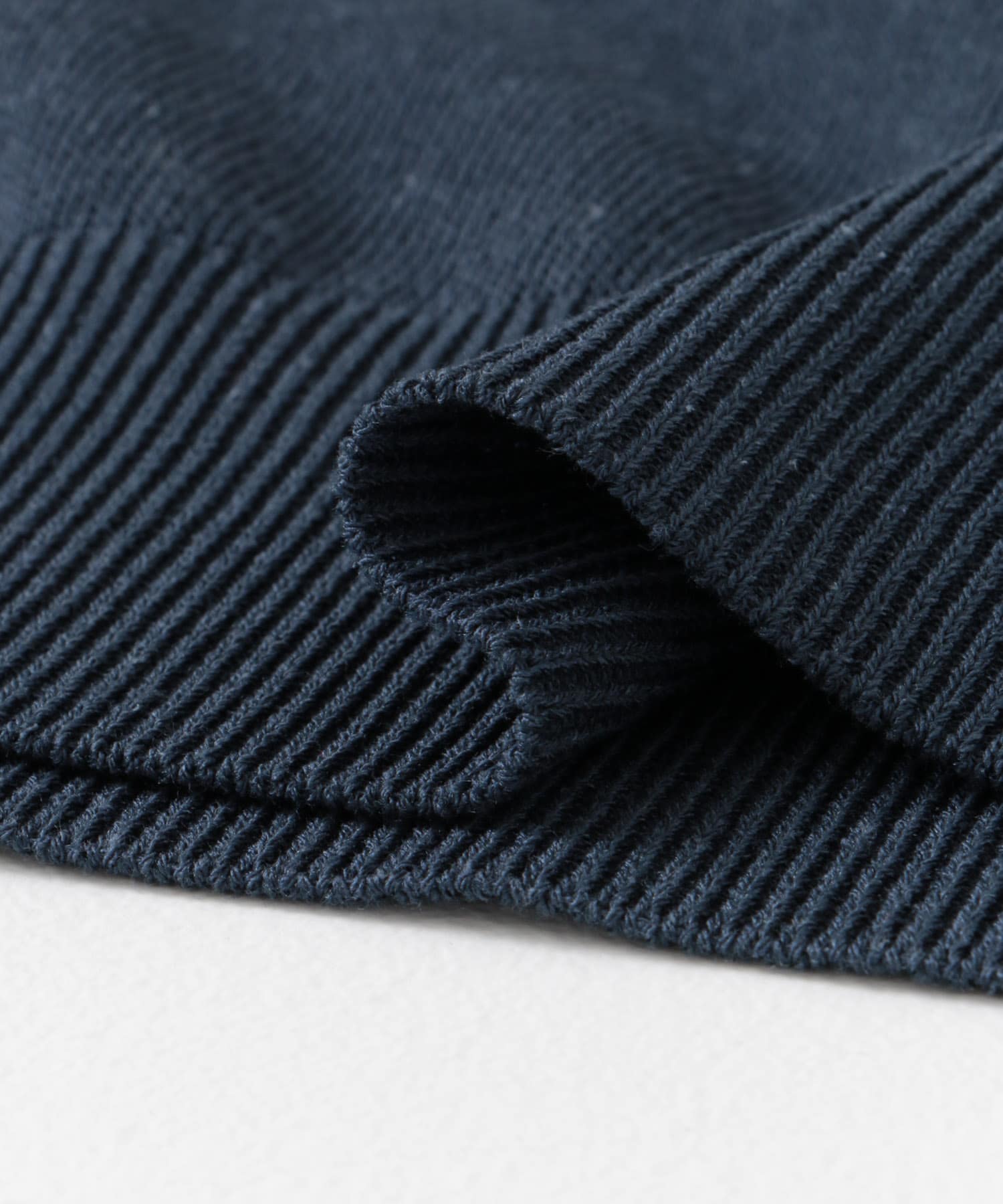 リネン混ハイゲージ スキッパーニットポロシャツ BLUE M