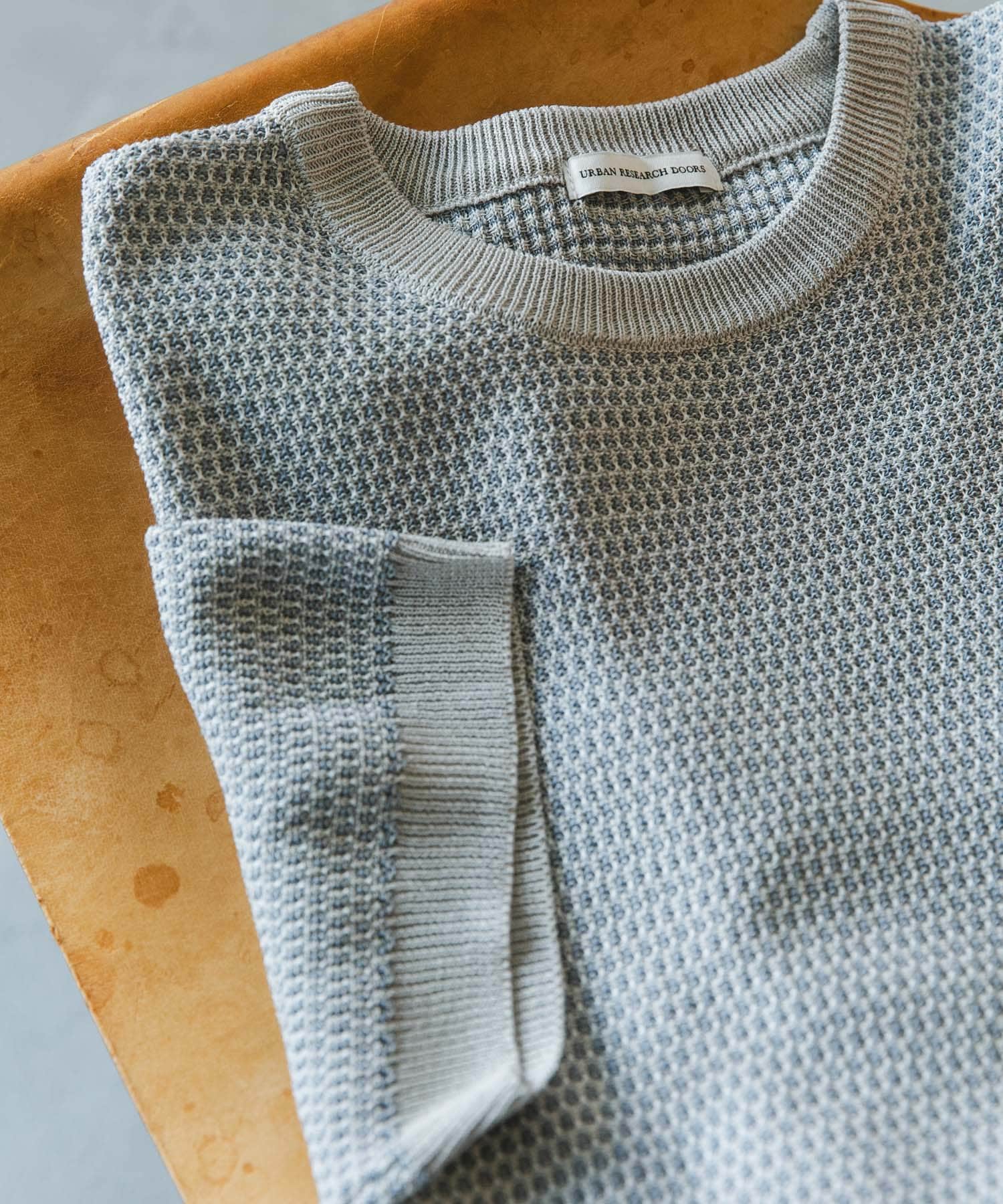 変形鹿の子ニットTシャツ GRAY M
