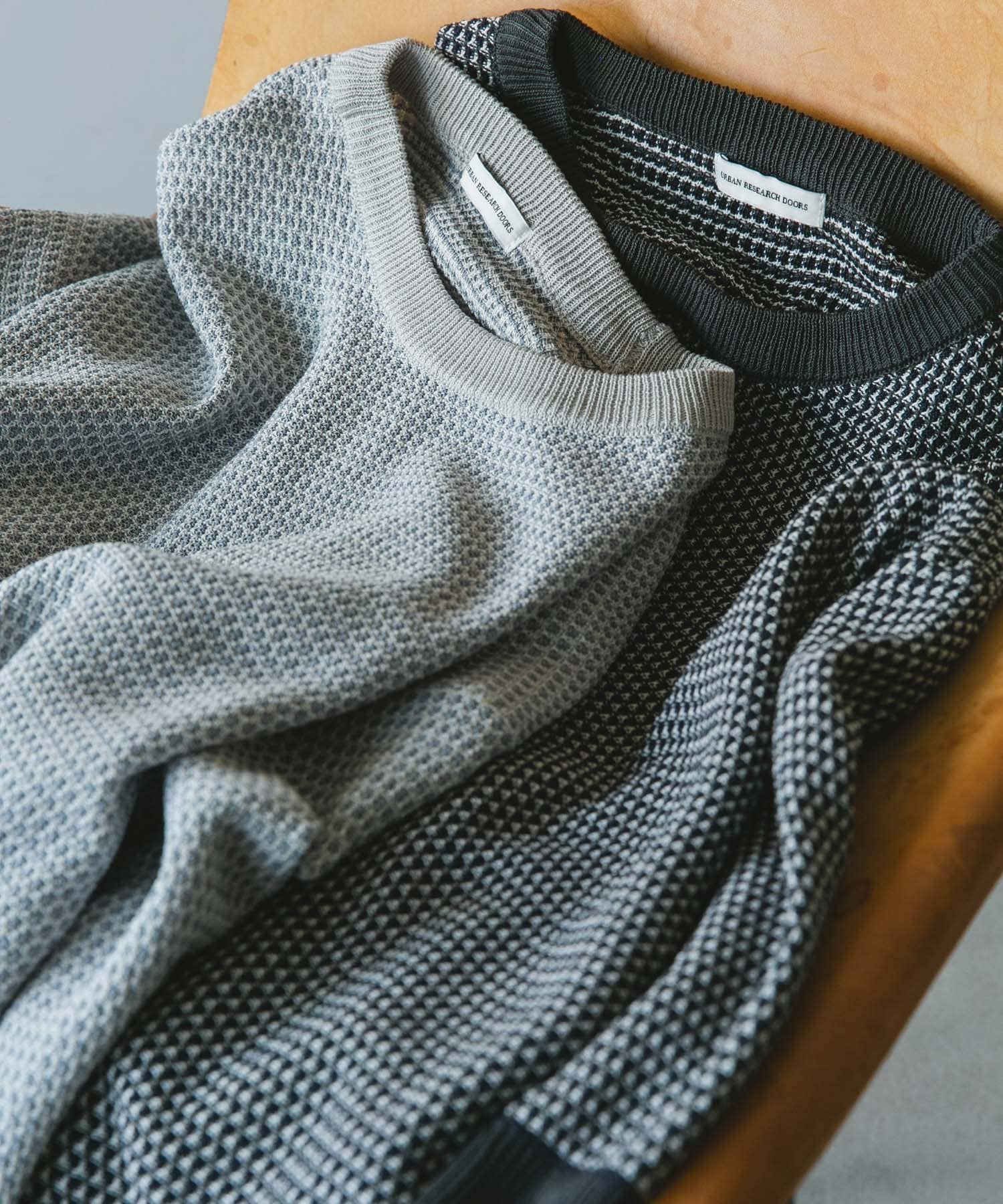 変形鹿の子ニットTシャツ GRAY L