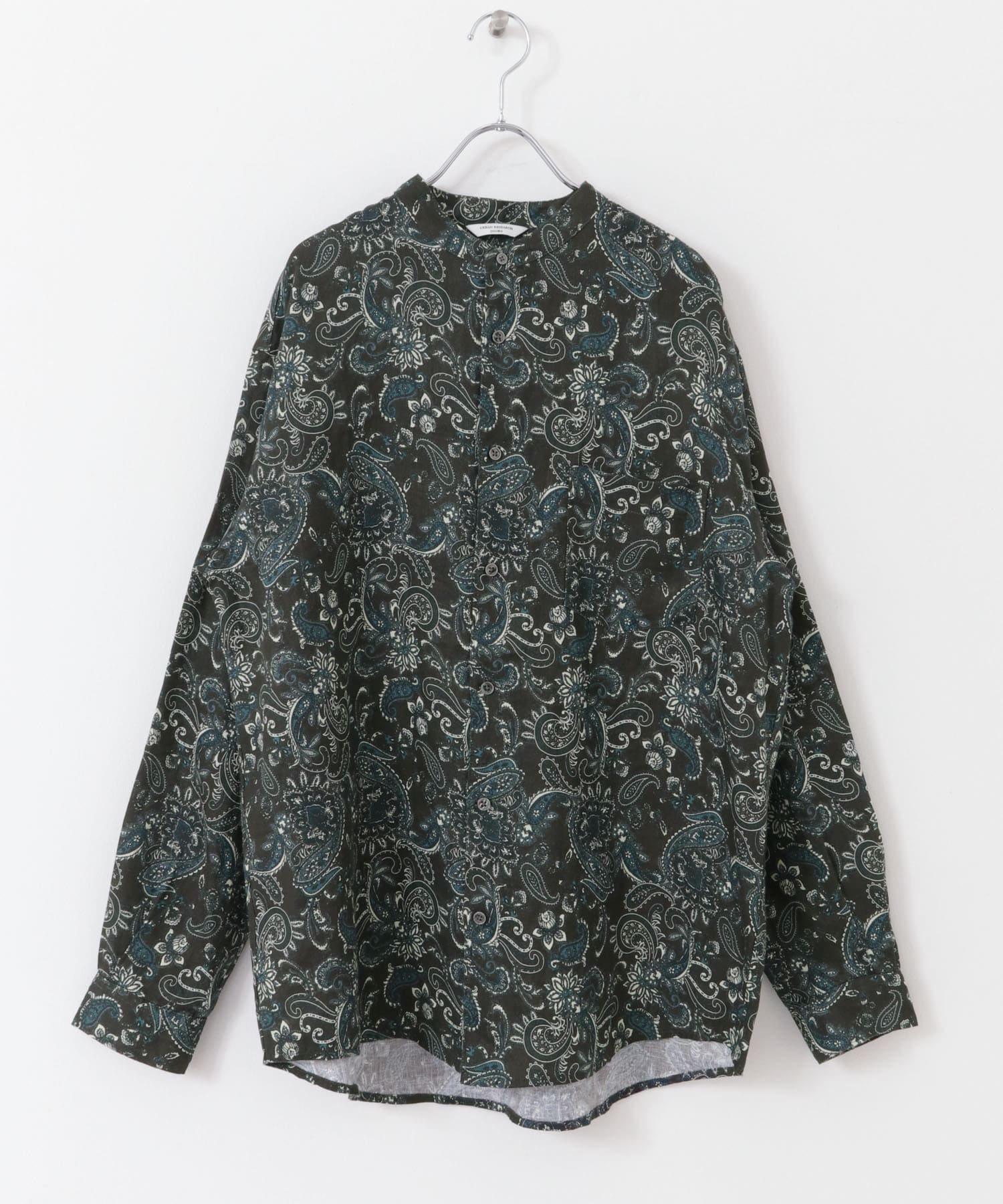 『XLサイズ/WEB限定』シルケットリネンバンドカラーロングスリーブシャツ PAISLEY M