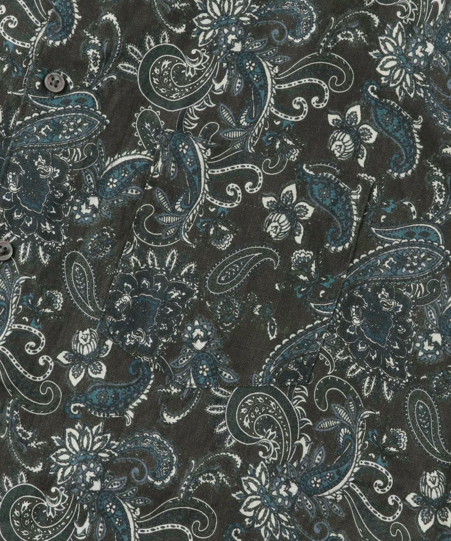 『XLサイズ/WEB限定』シルケットリネンバンドカラーロングスリーブシャツ PAISLEY M