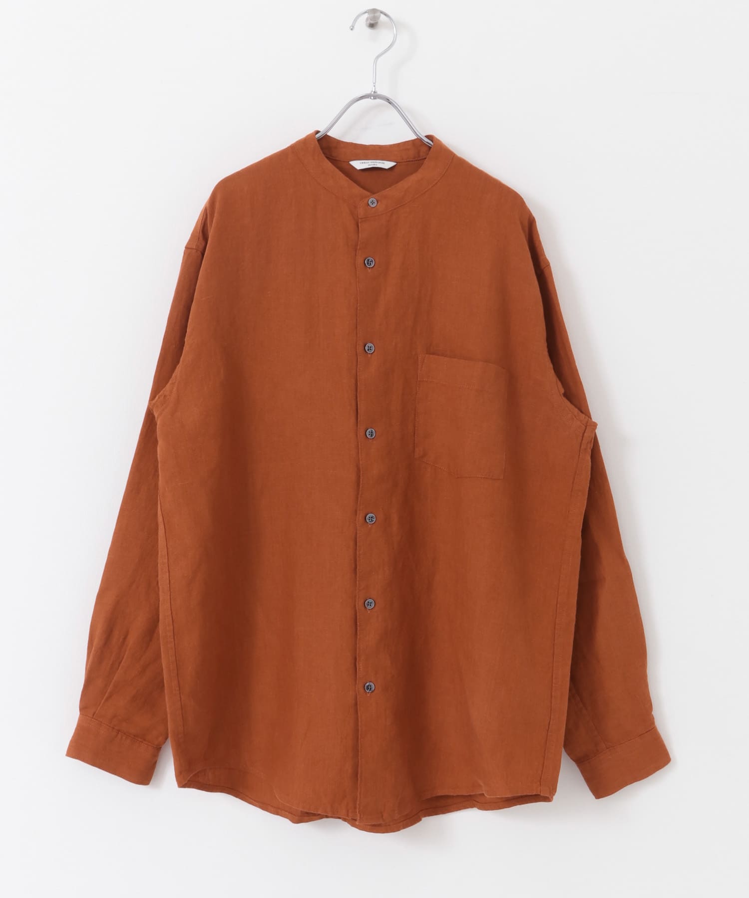 『XLサイズ/WEB限定』シルケットリネンバンドカラーロングスリーブシャツ TERRACOTTA M