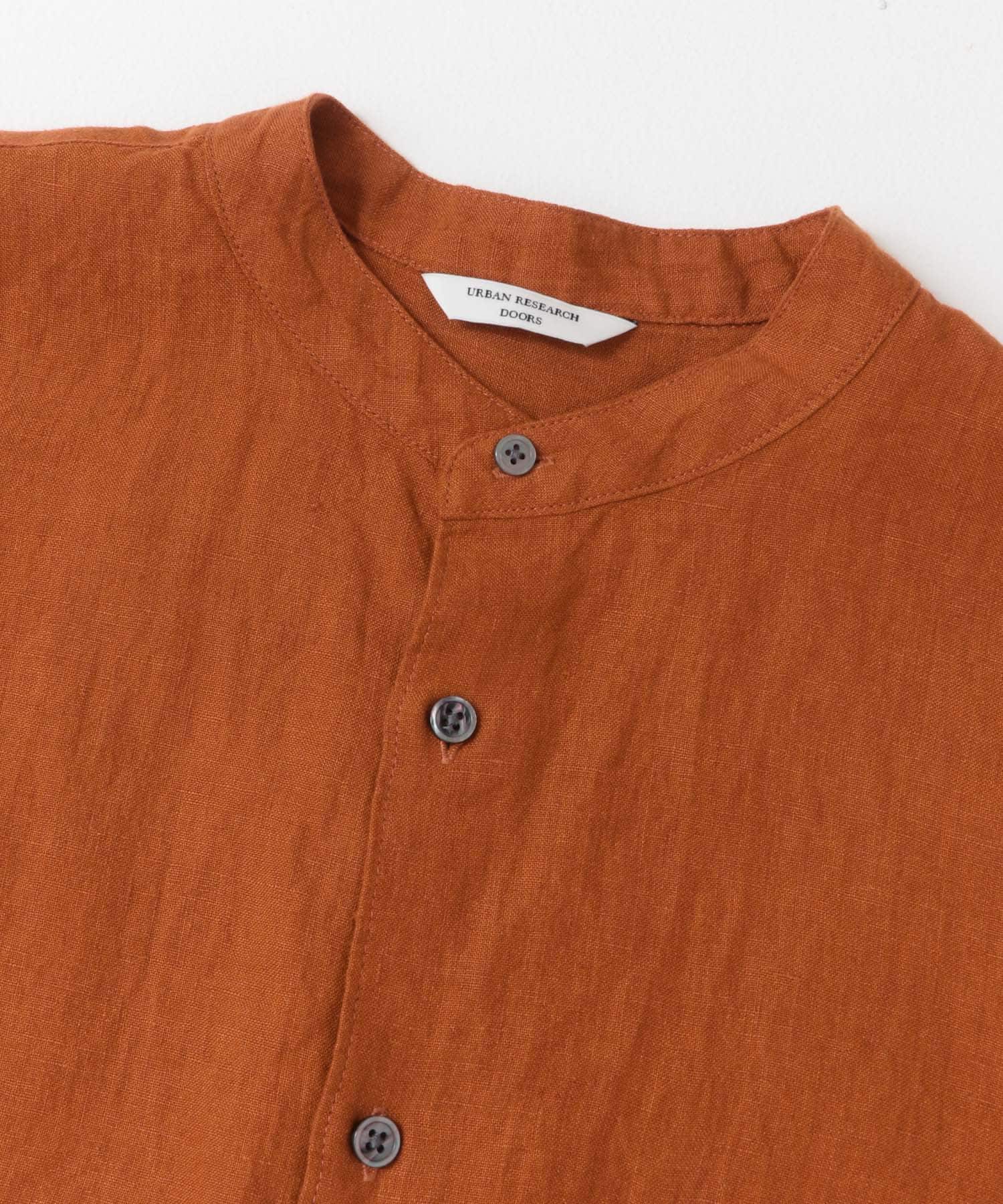 『XLサイズ/WEB限定』シルケットリネンバンドカラーロングスリーブシャツ TERRACOTTA M