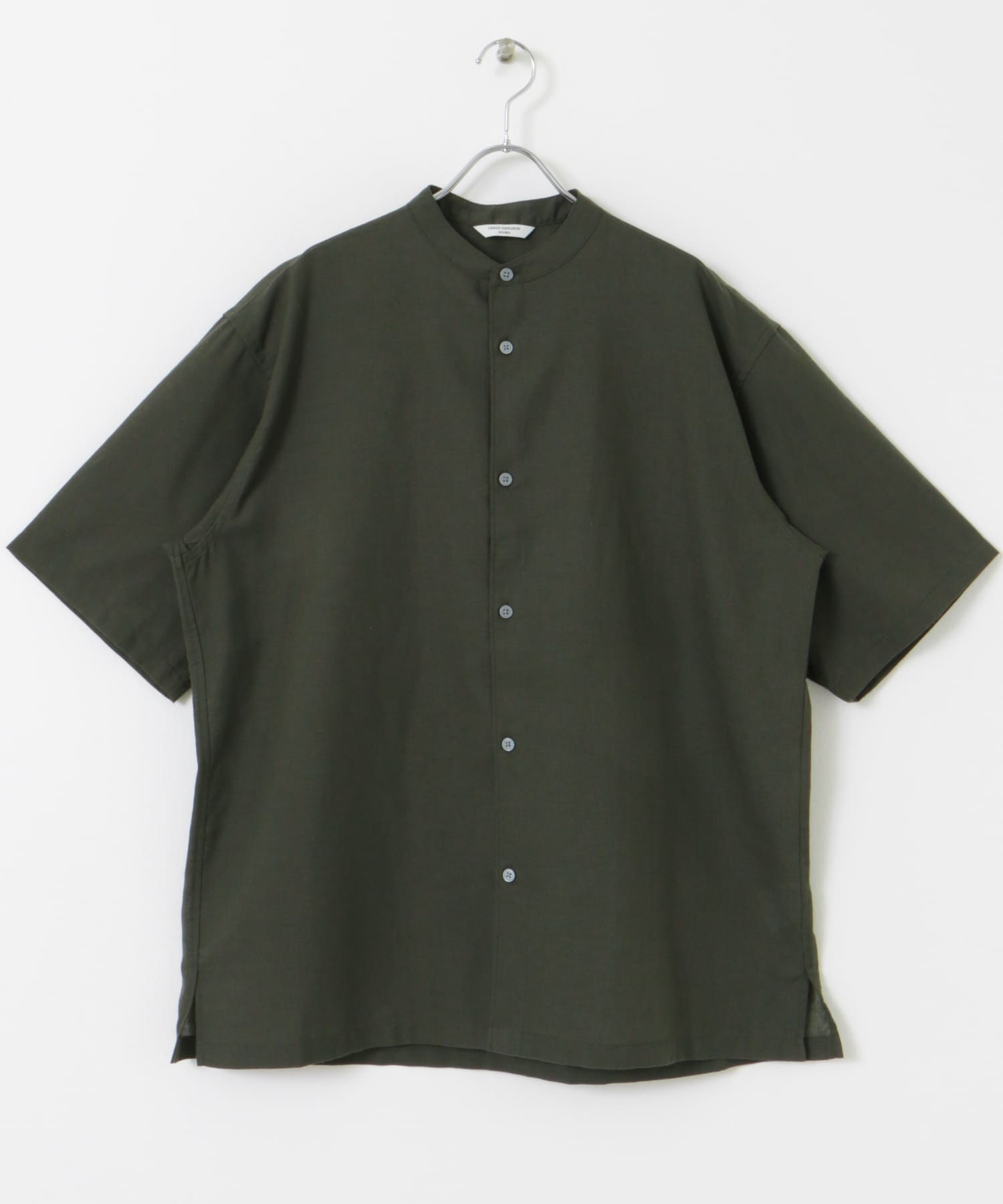『XLサイズ/WEB限定』『UR TECH 高機能リネン』バンドカラーシャツ DARK GREEN M