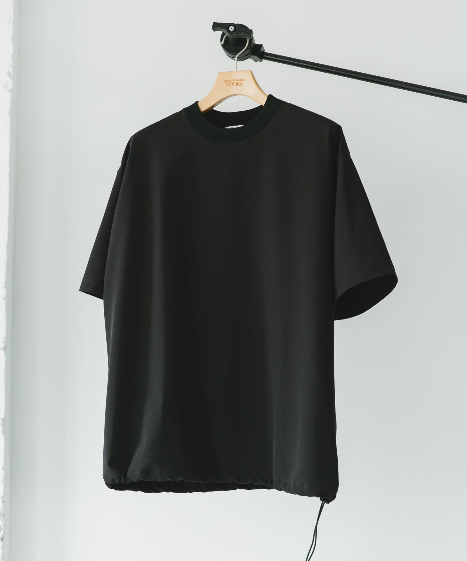 『吸水速乾/UVカット/防シワ』ダブルクロス ストレッチプルオーバー BLACK M