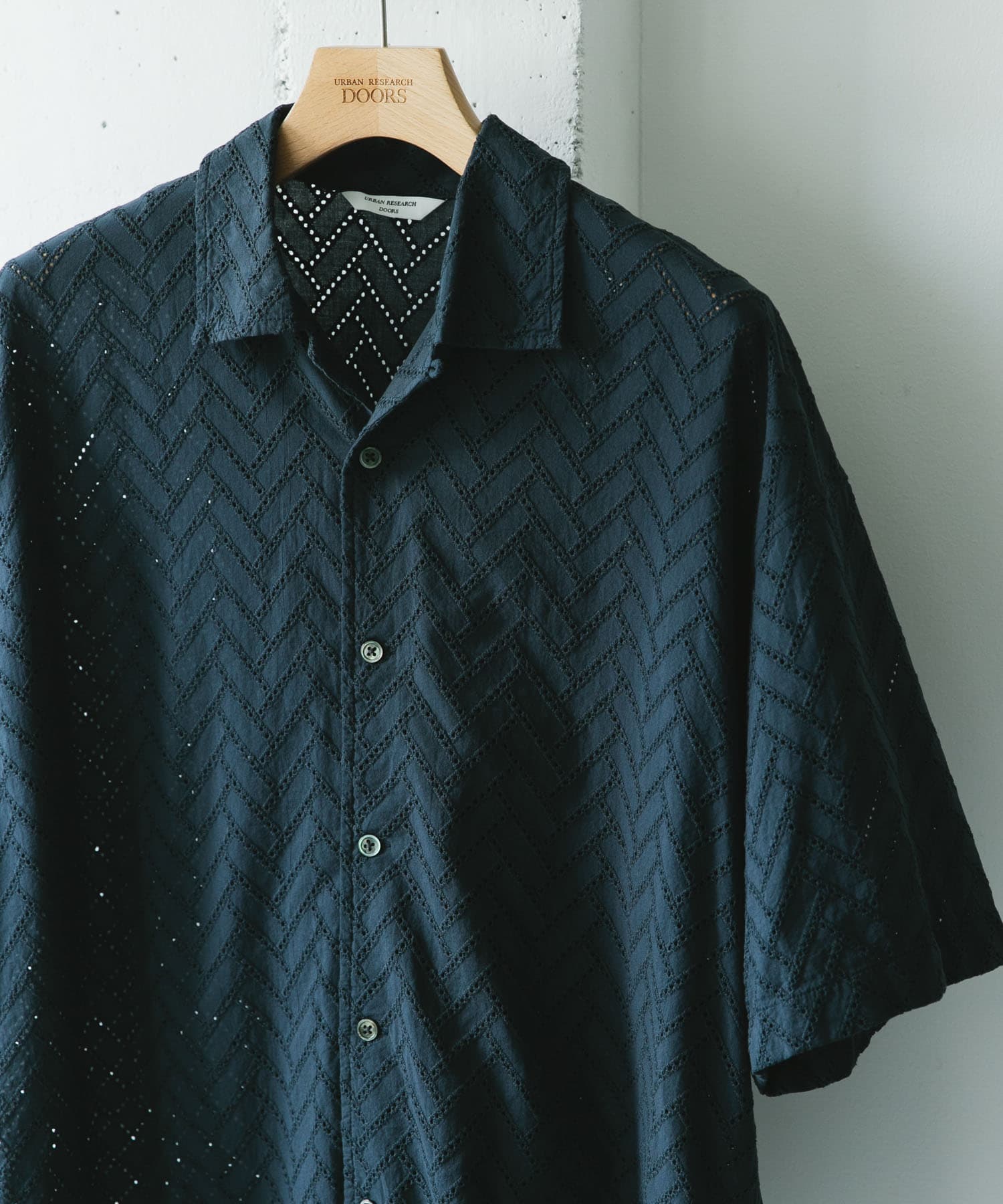 カラミショートスリーブシャツ DARK BLUE M
