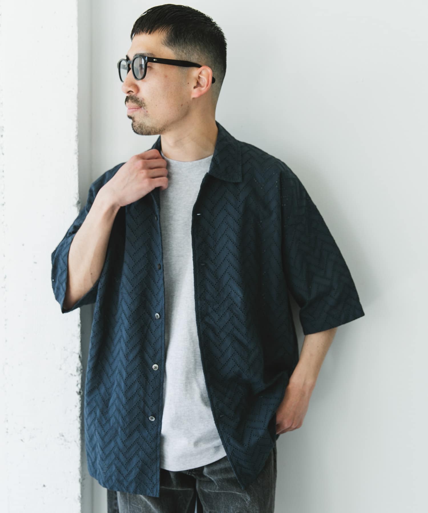 カラミショートスリーブシャツ(M DARK BLUE): トップス｜URBAN