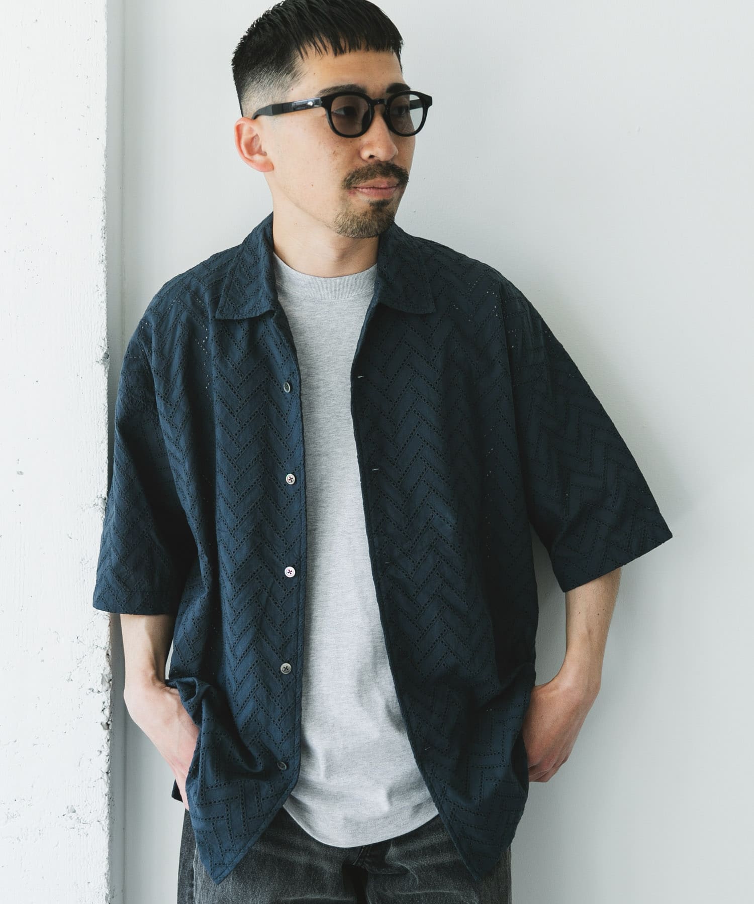 Admiral　アドミラル　ショートスリーブシャツ　ブラック　Ｌサイズ カラミショートスリーブシャツ(M DARK BLUE): トップス｜URBAN