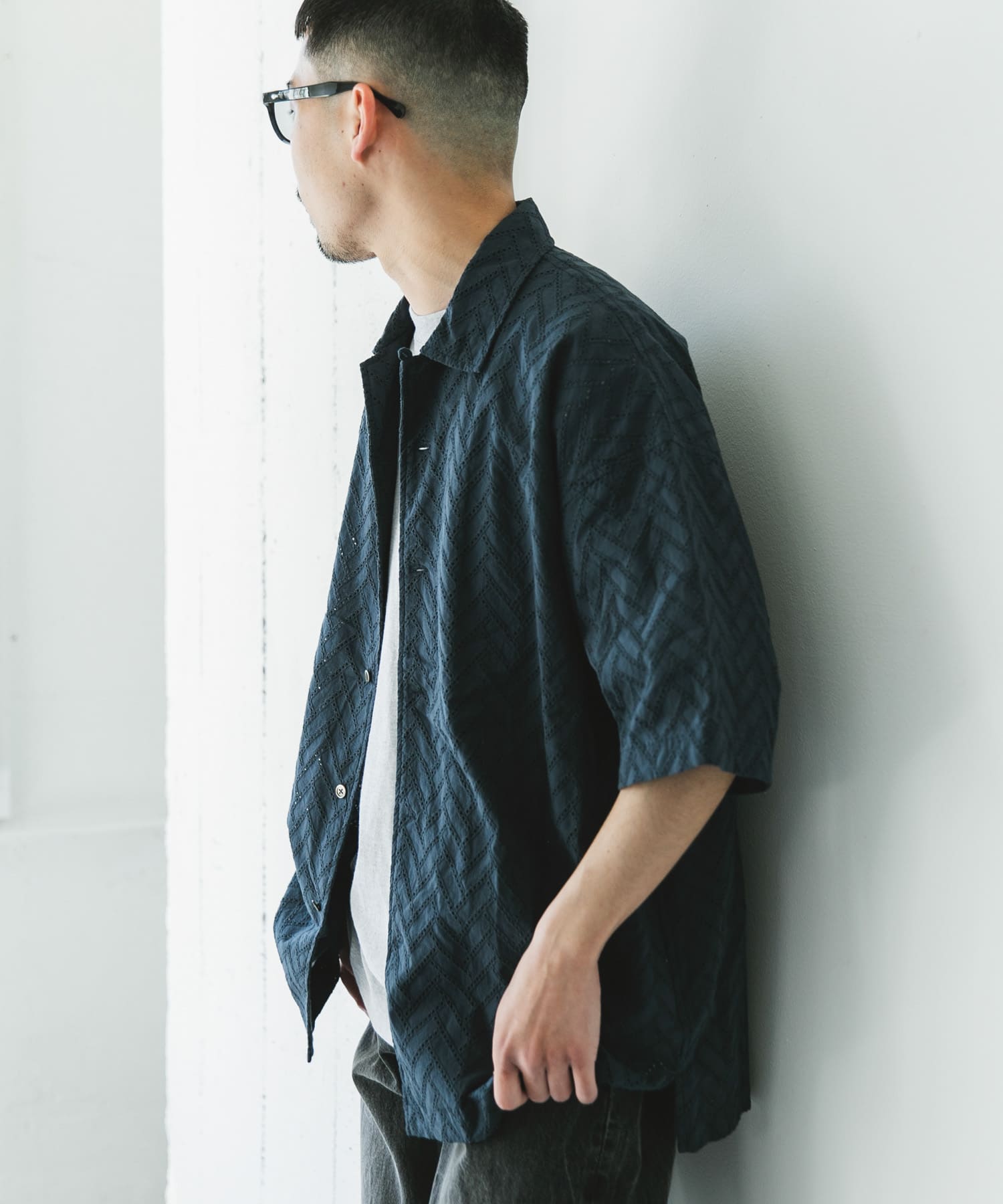 カラミショートスリーブシャツ(M DARK BLUE): トップス｜URBAN