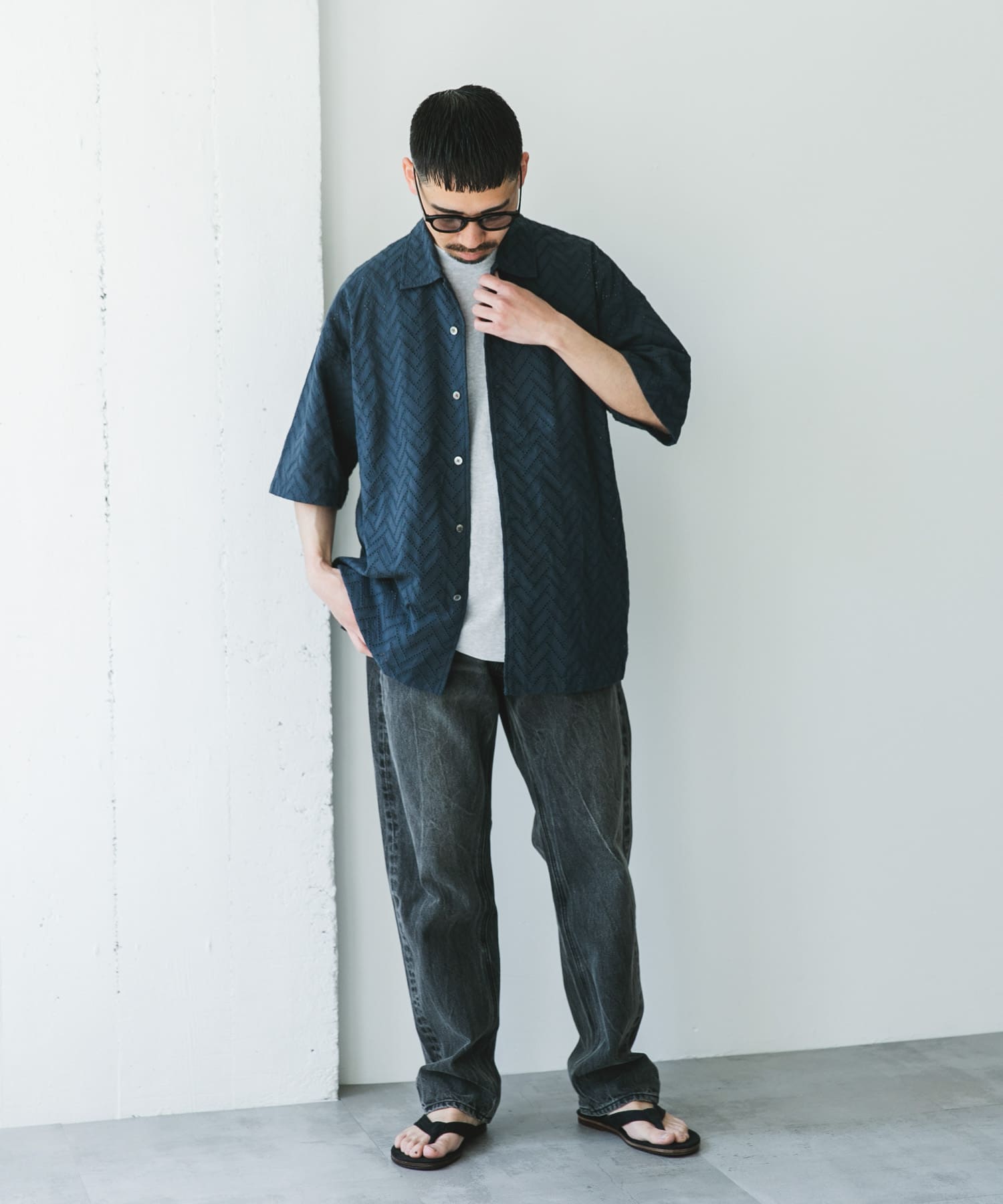 カラミショートスリーブシャツ(M DARK BLUE): トップス｜URBAN