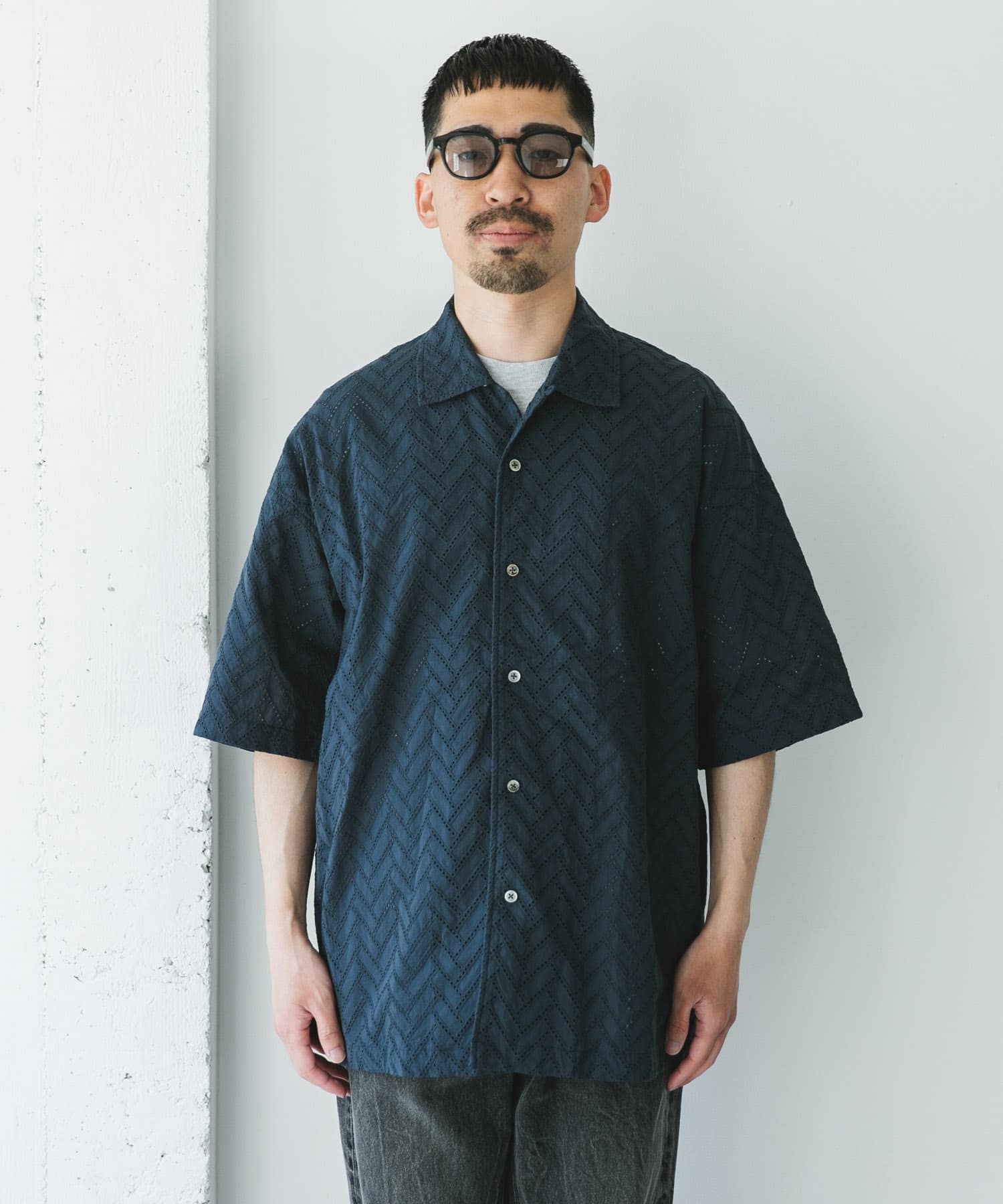 カラミショートスリーブシャツ(M DARK BLUE): トップス｜URBAN