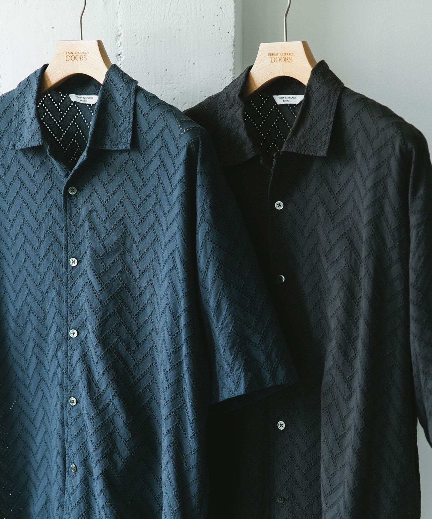 カラミショートスリーブシャツ DARK BLUE L