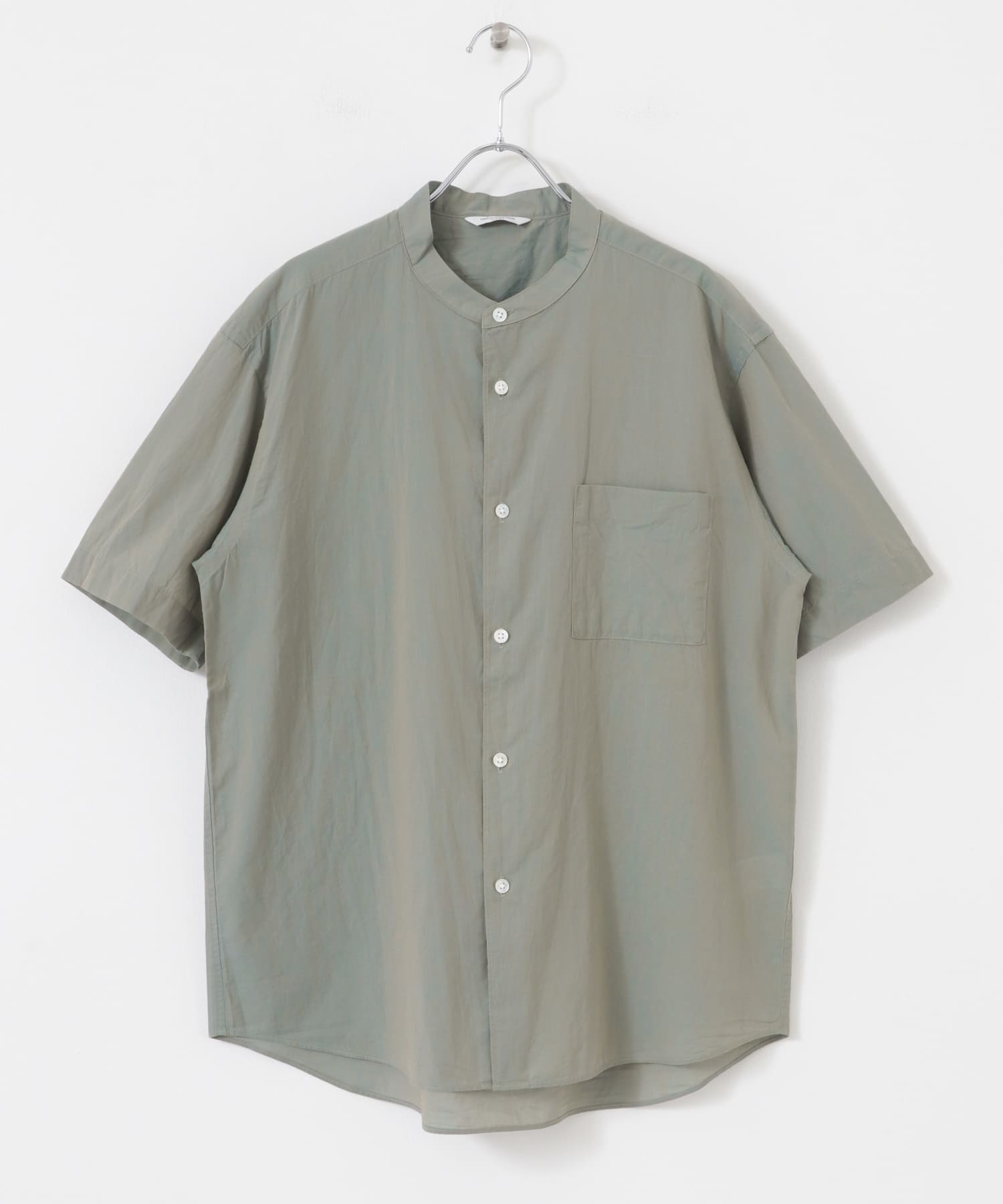 玉虫シャンブレー バンドカラーシャツ SAGE GREEN M
