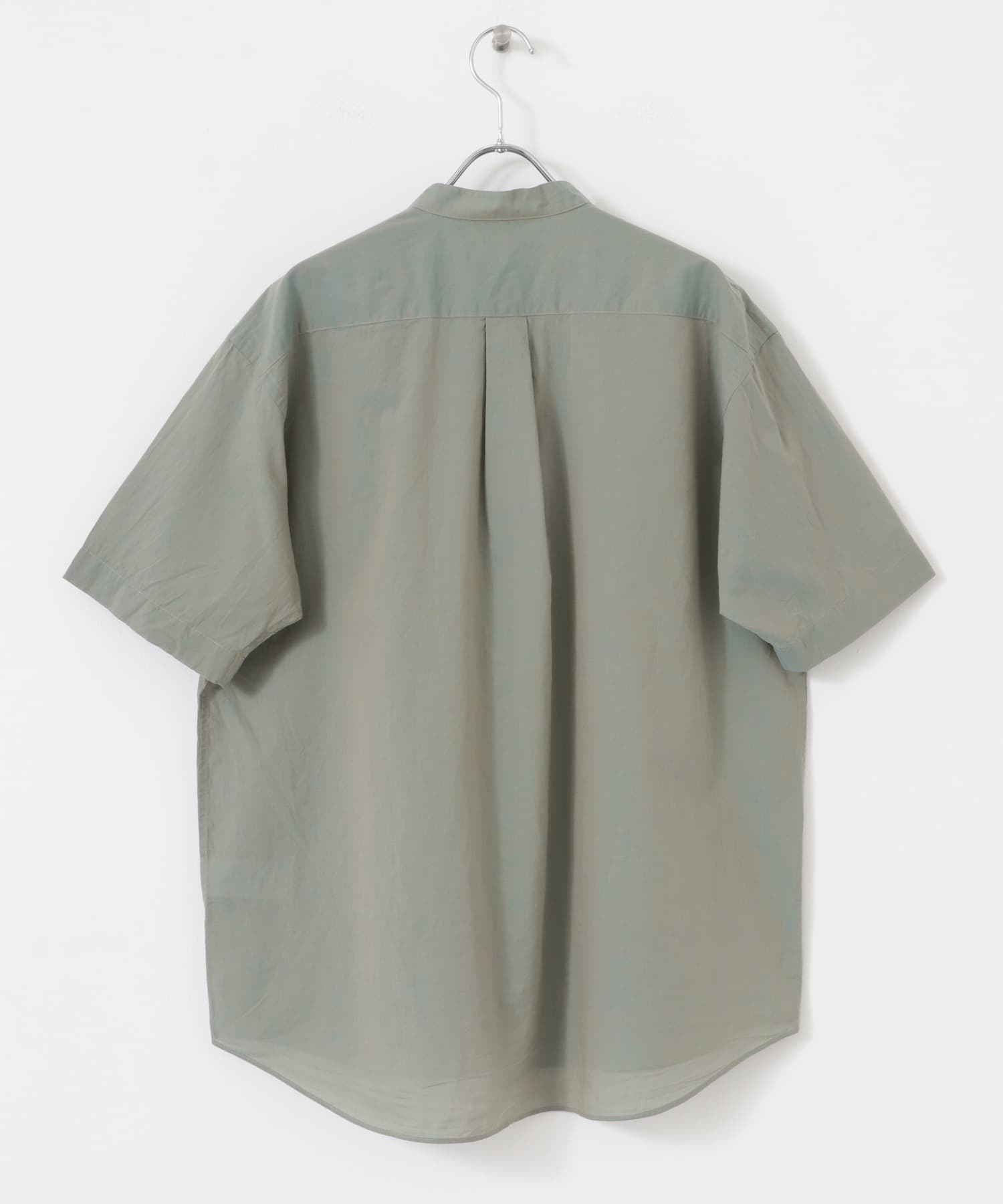 玉虫シャンブレー バンドカラーシャツ SAGE GREEN M