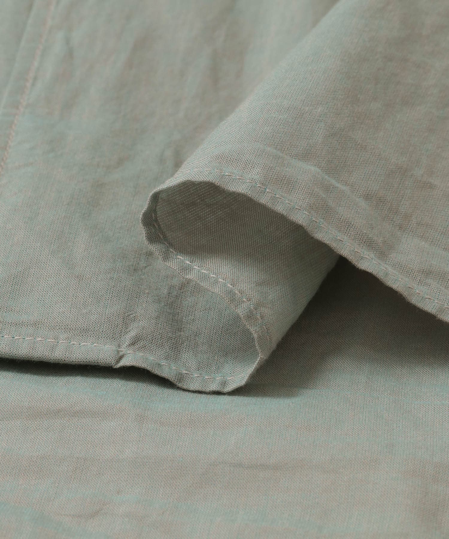 玉虫シャンブレー バンドカラーシャツ SAGE GREEN M