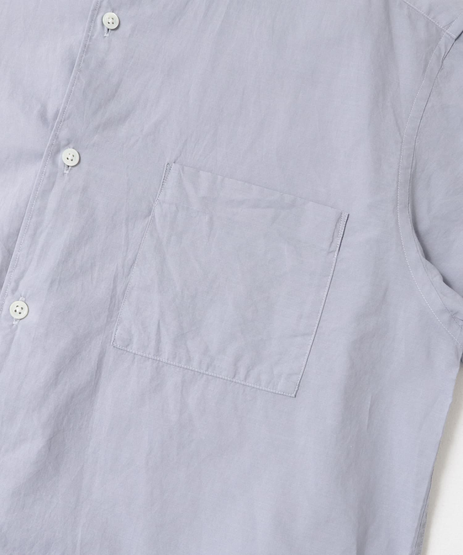 玉虫シャンブレー バンドカラーシャツ L.BLUE M