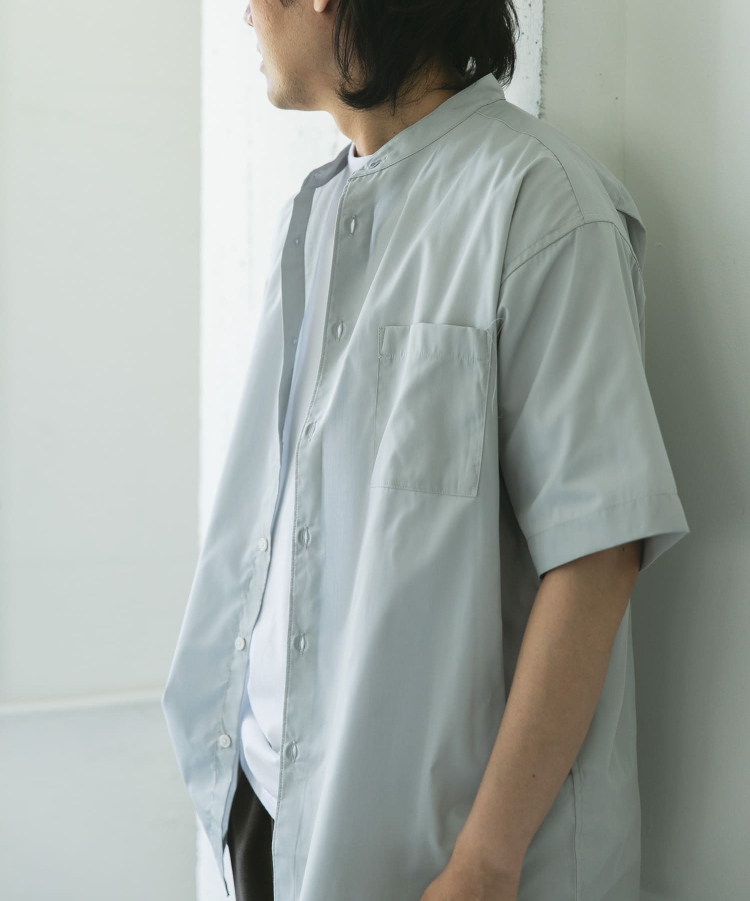 TC バンドカラー ショートスリーブシャツ