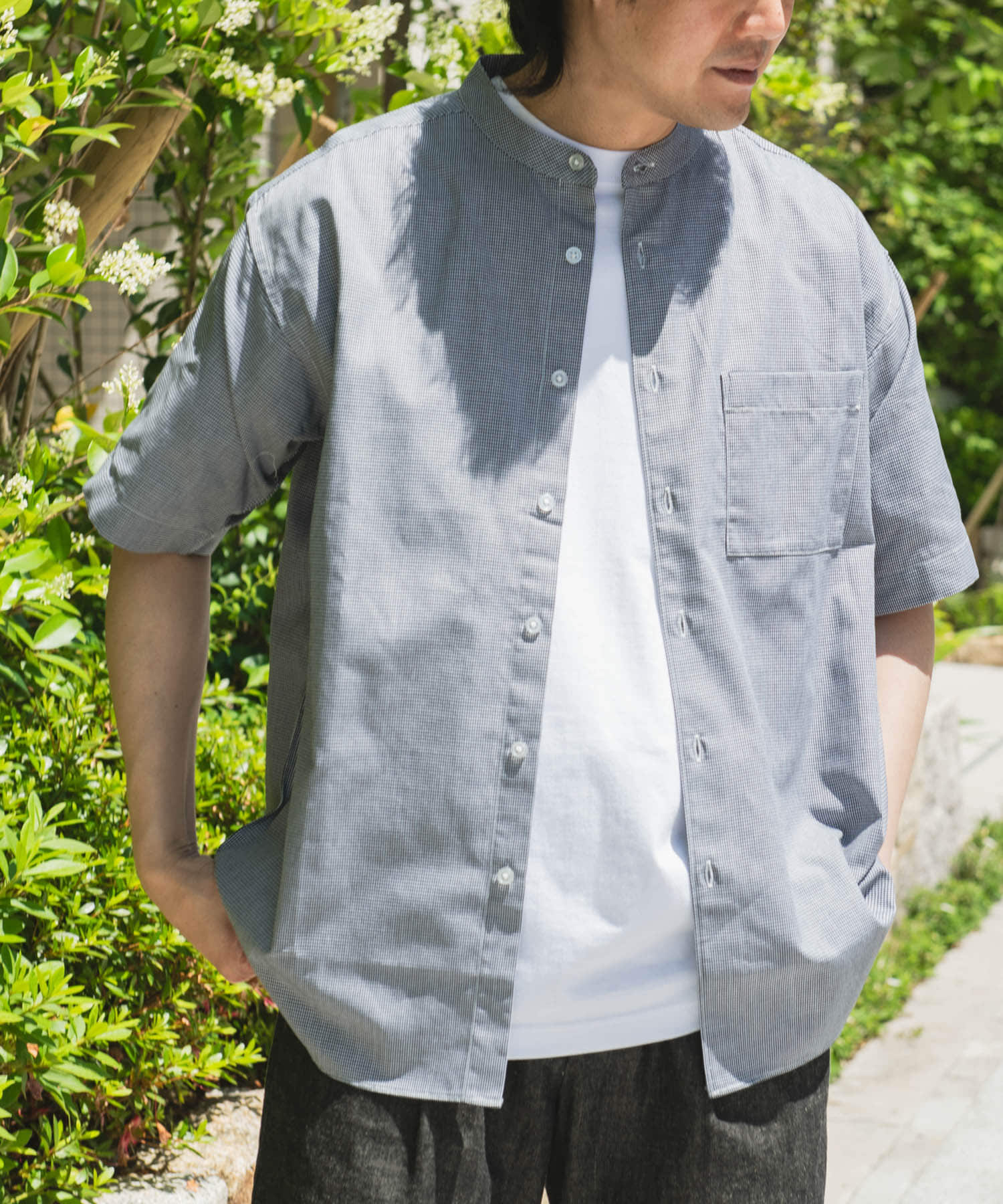 TC バンドカラー ショートスリーブシャツ