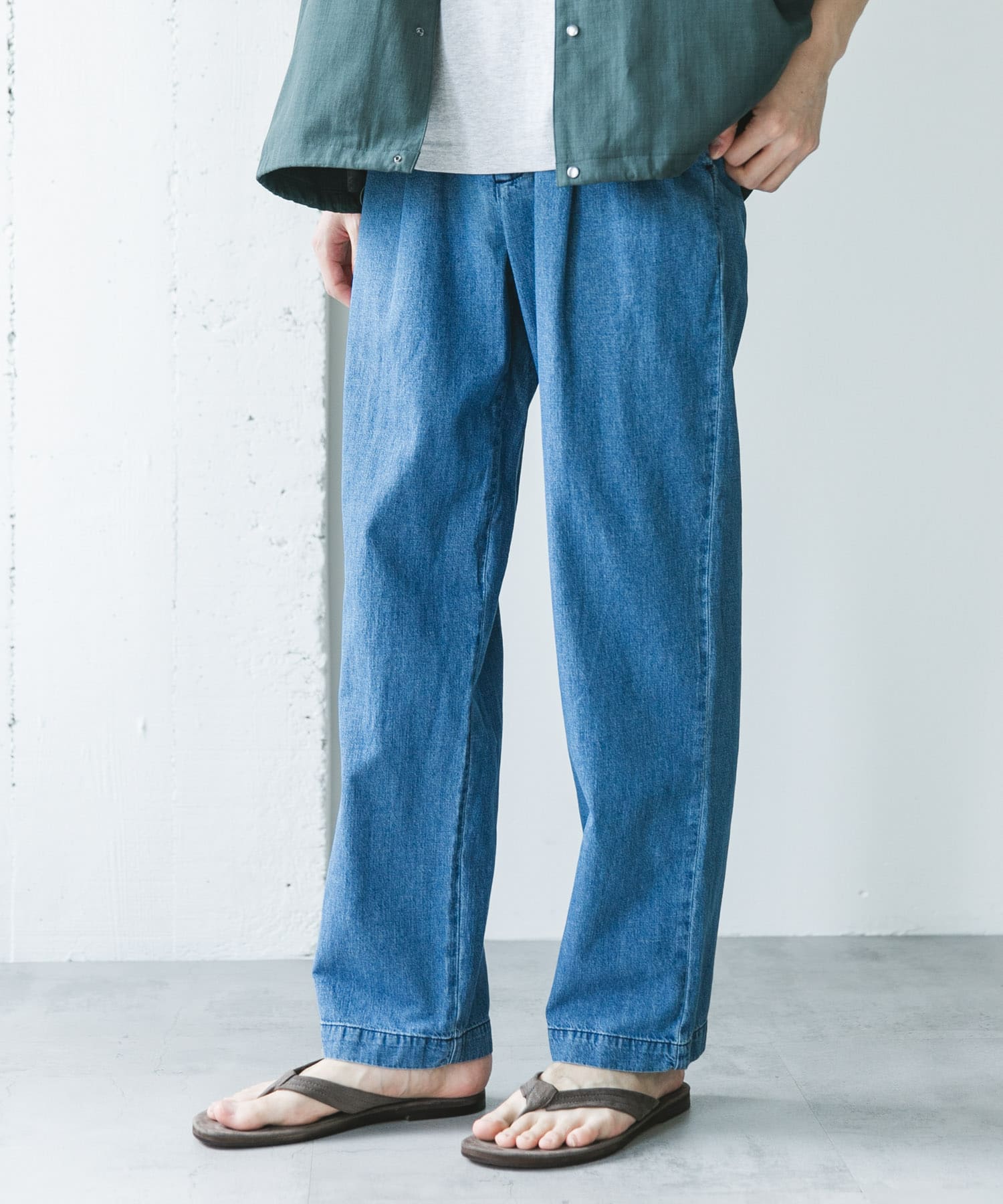 リネンブレンドデニム イージートラウザー