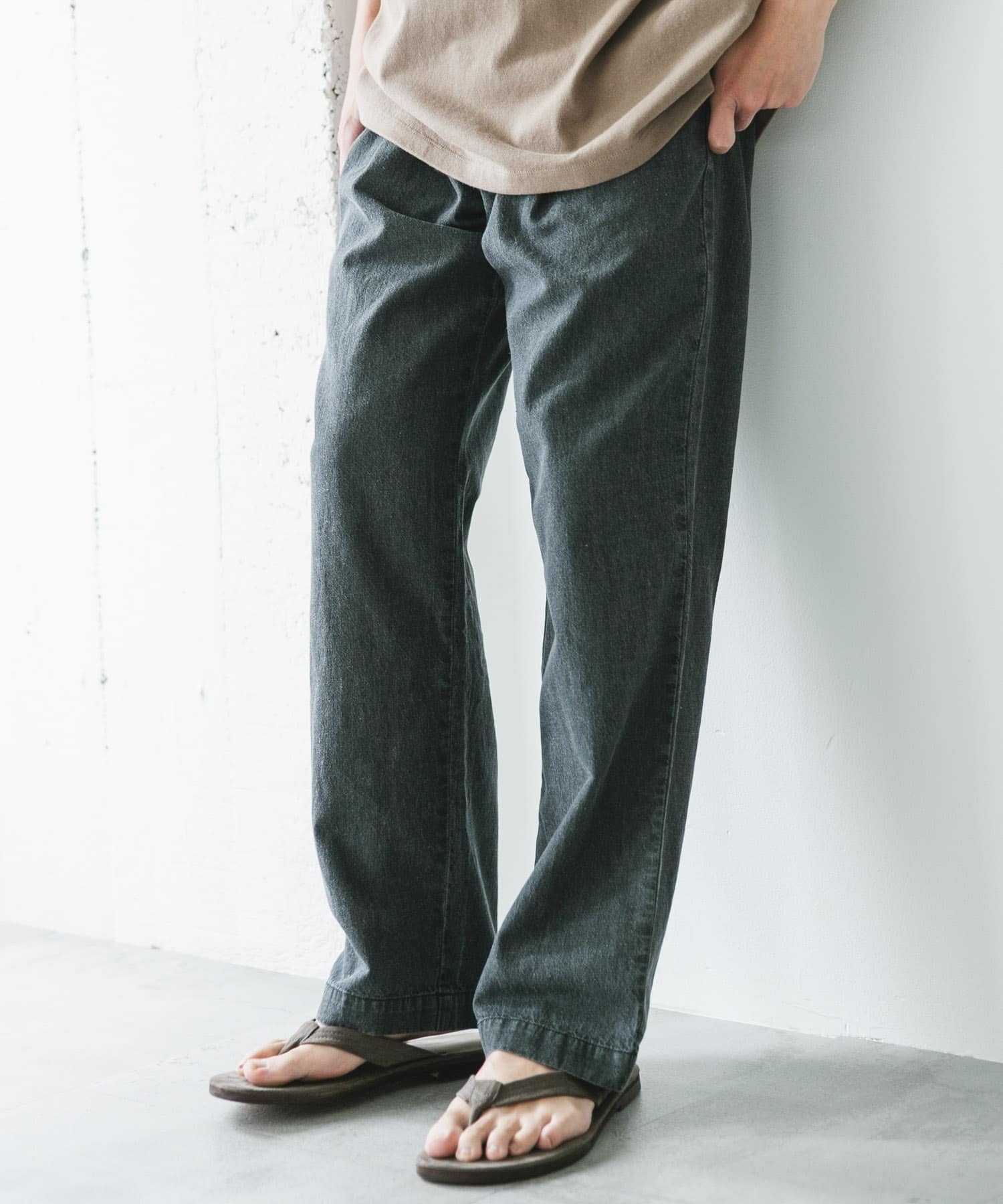 リネンブレンドデニム イージートラウザー