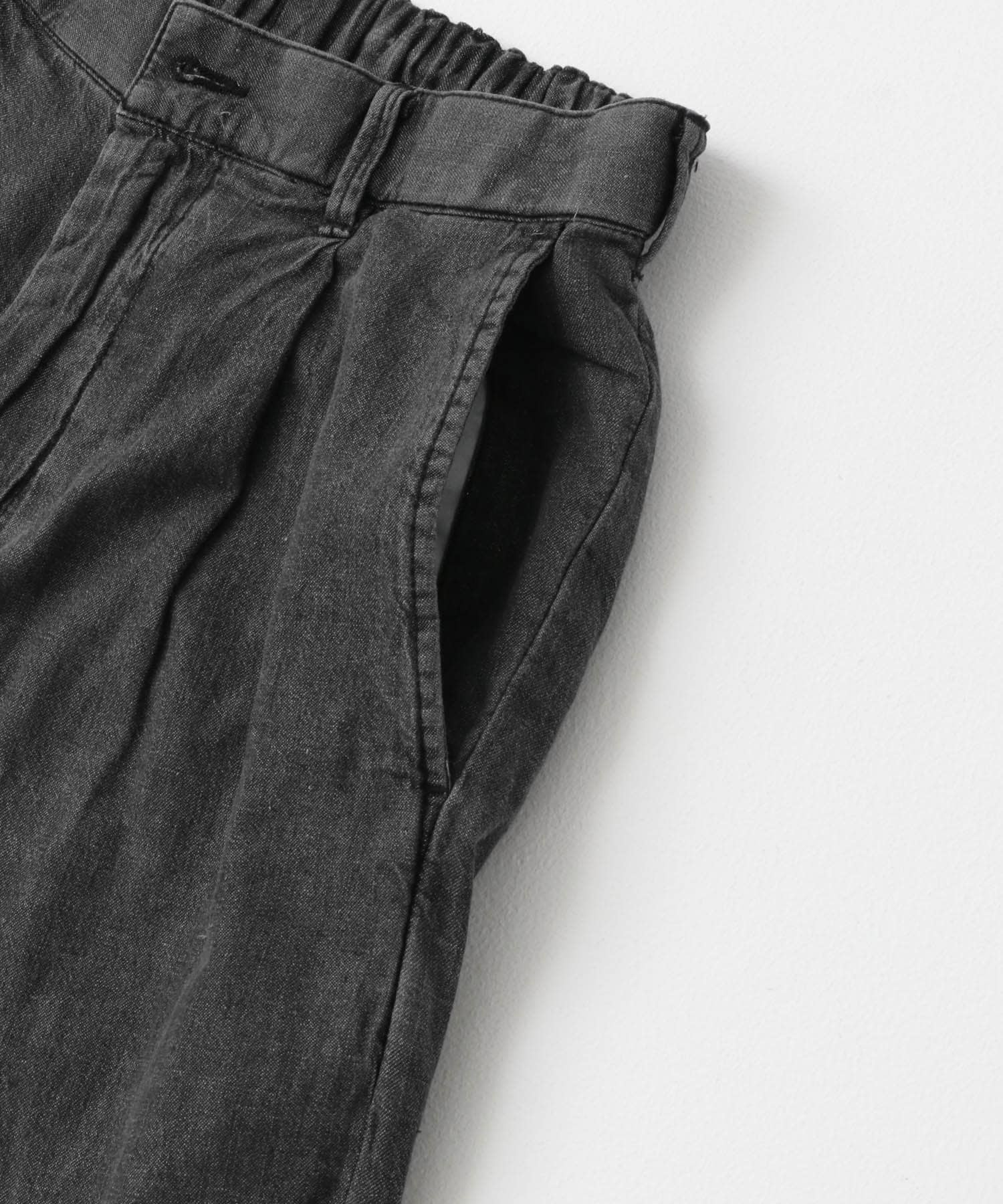 リネンブレンドデニム イージートラウザー BLACK USED M