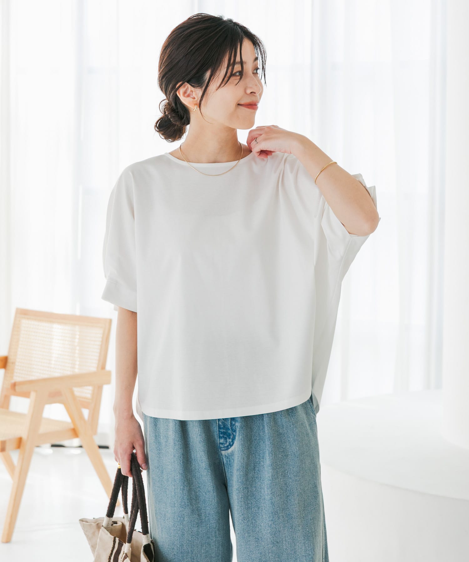 仁村紗和さん着用』『UR TECH』サマシェアタックスリーブプルオーバー