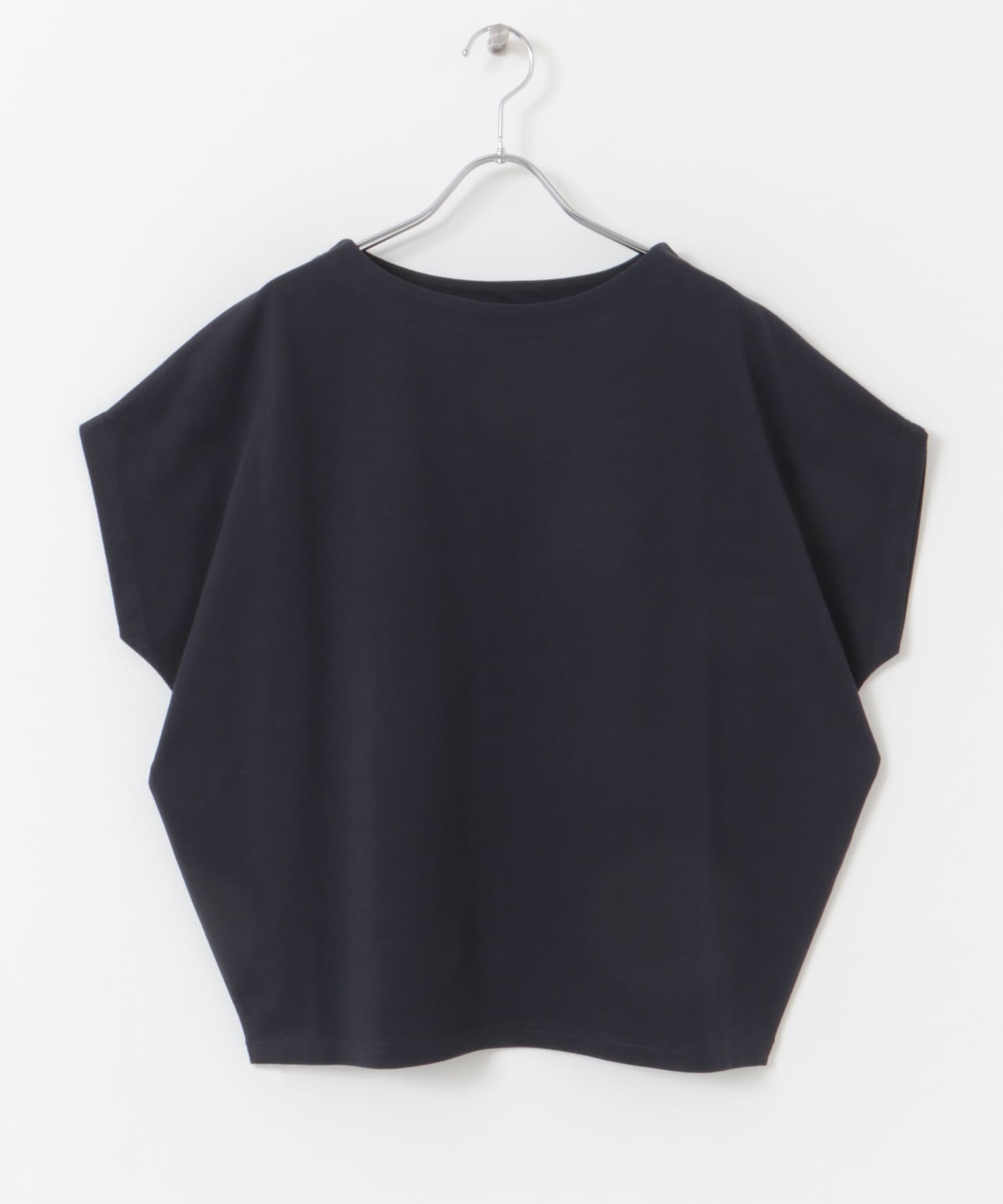 ドライコットンボートネックプルオーバー NAVY M