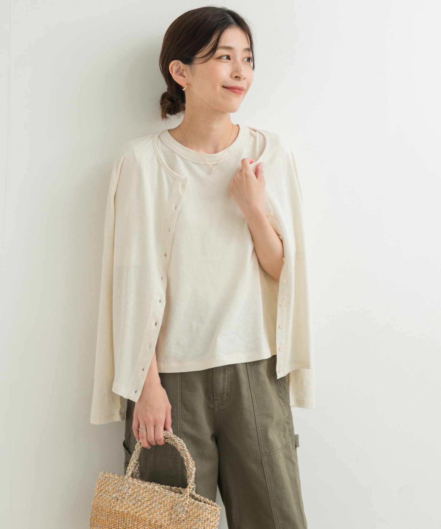 コットンリネンカットカーディガン