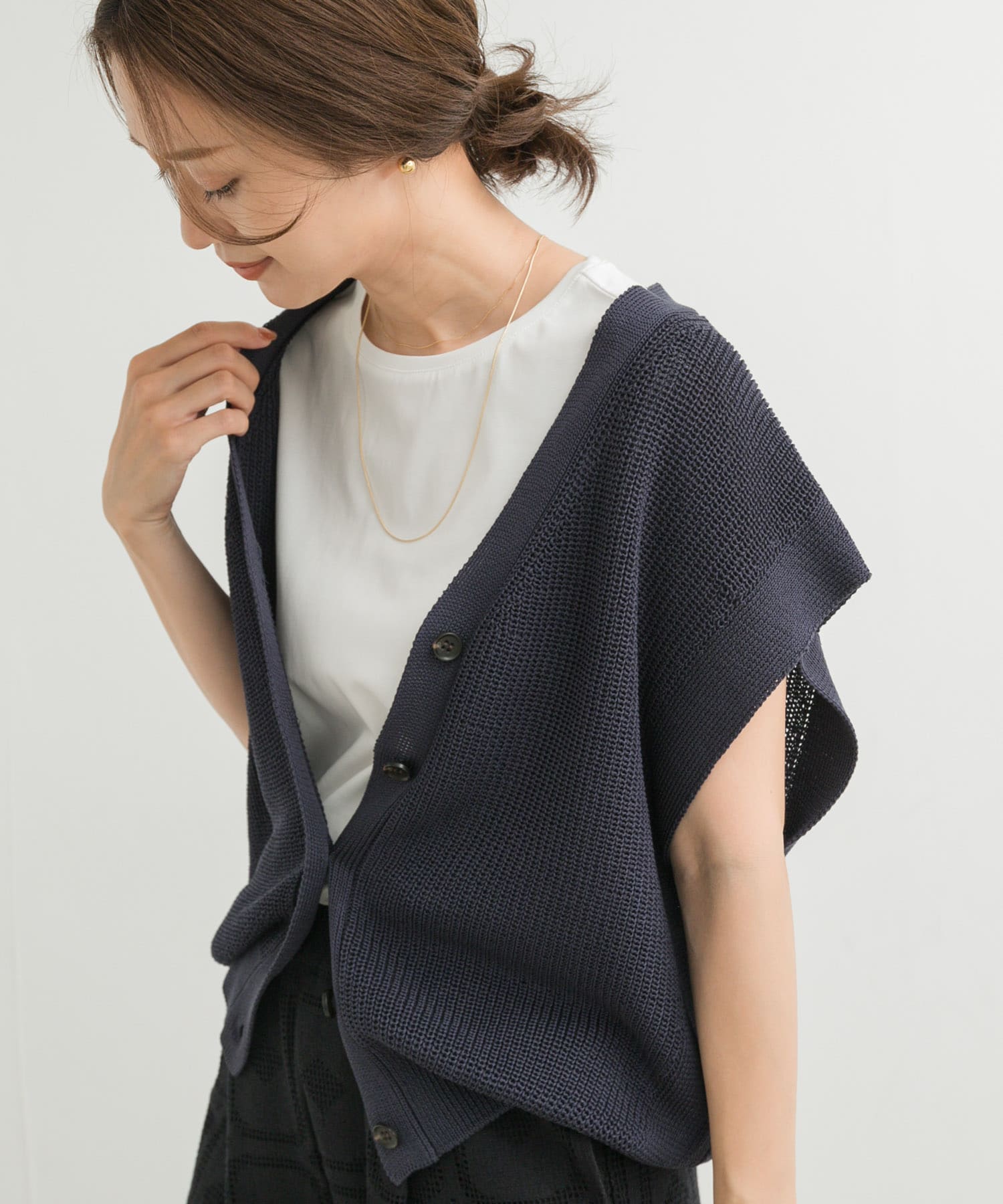 インナーノースリーブプルオーバー(M OFF WHITE): トップス
