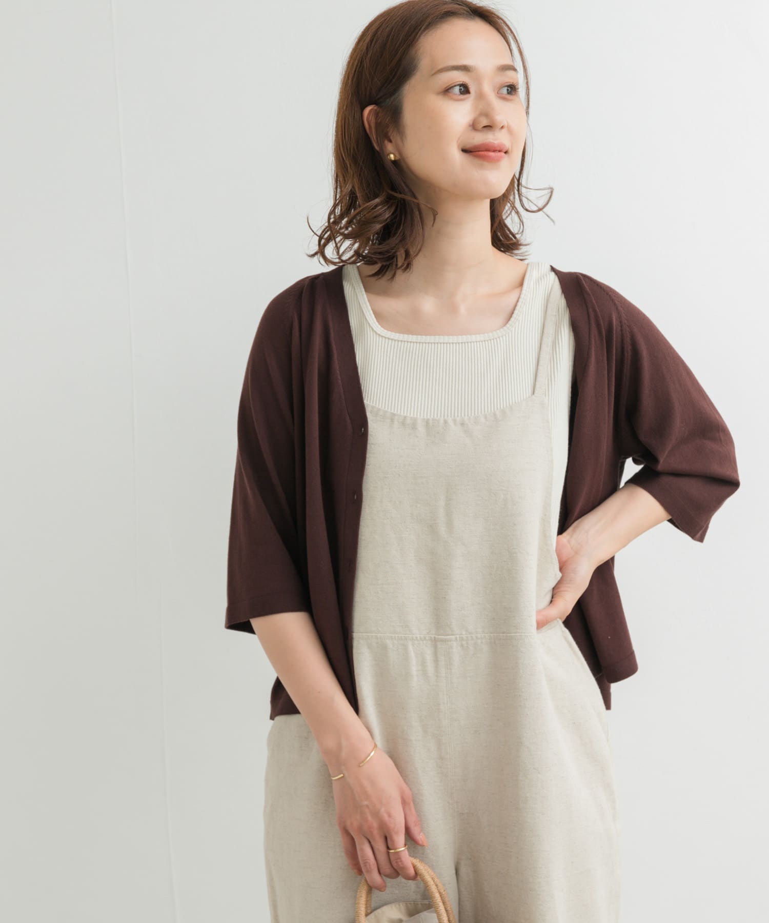 『UR TECH ひやサラクール』コットンラグラン半袖カーディガン