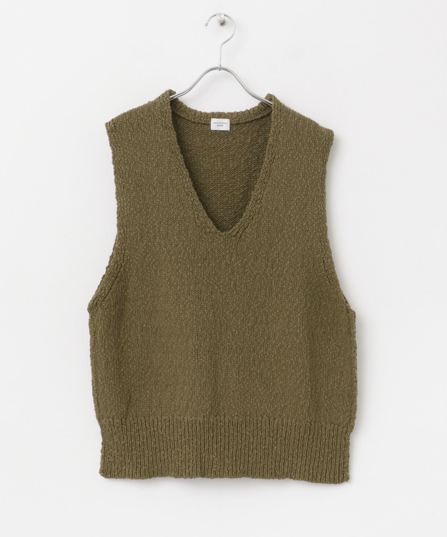 コットンブークレ深Vベスト KHAKI M