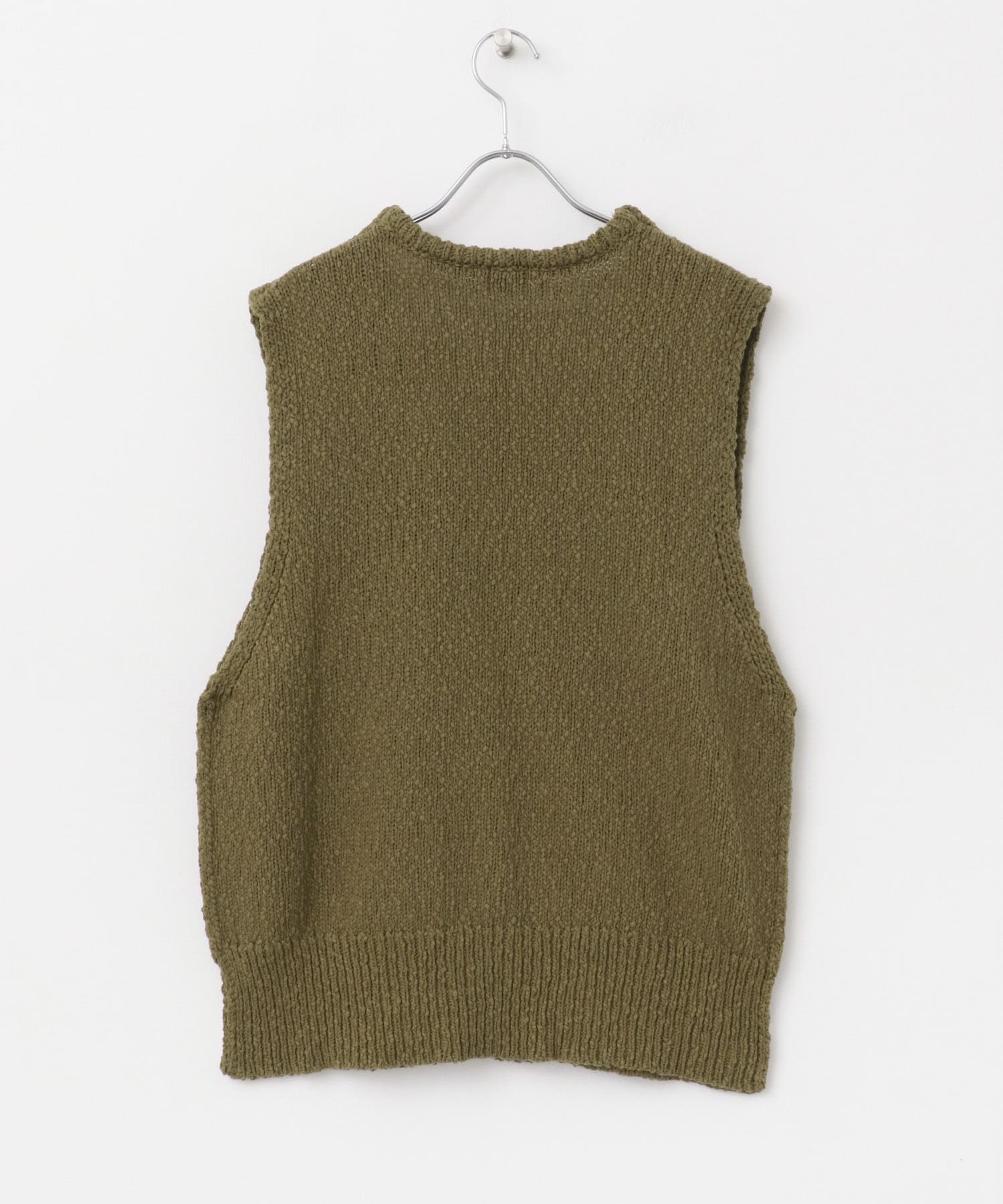 コットンブークレ深Vベスト KHAKI M