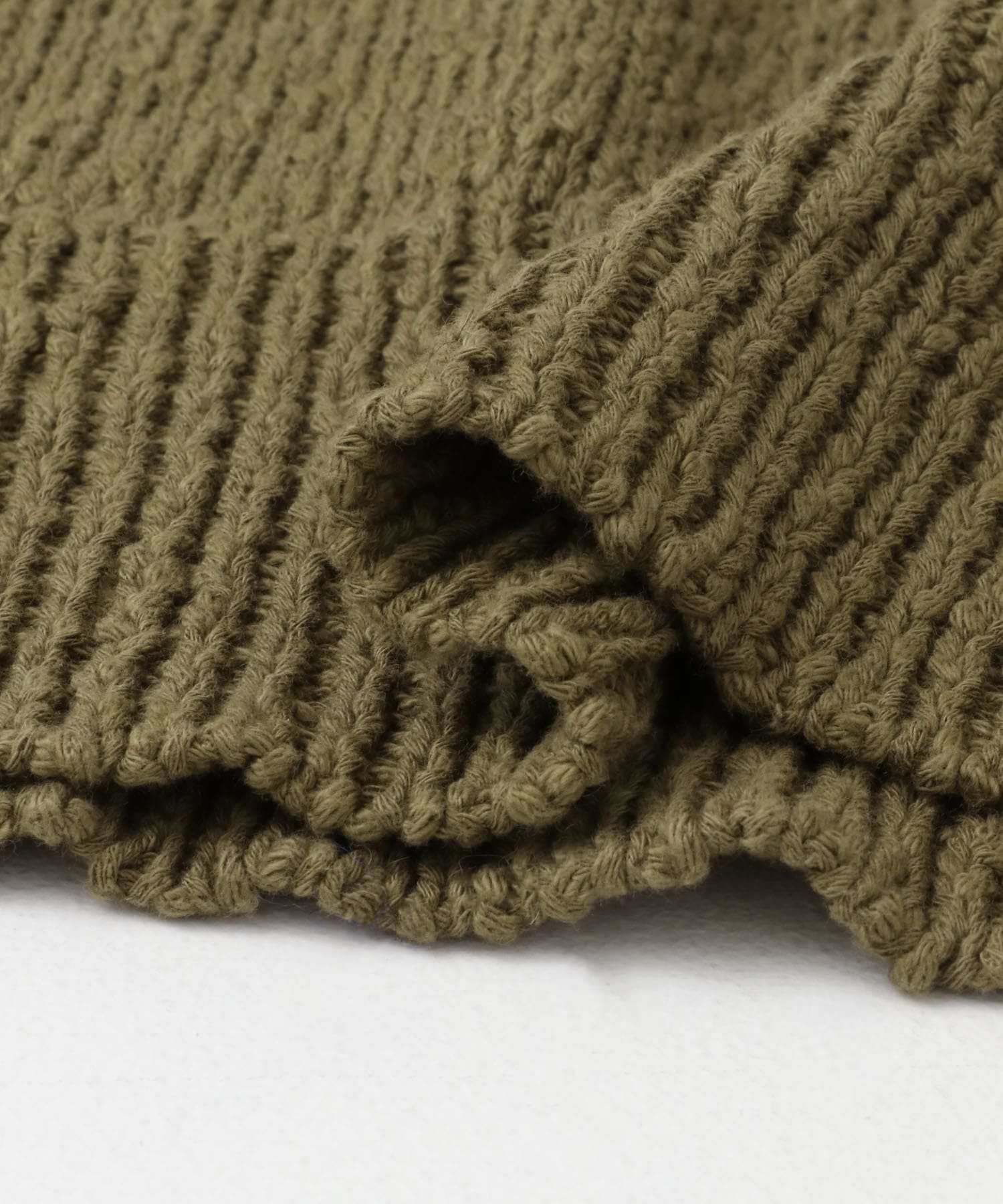 コットンブークレ深Vベスト KHAKI M