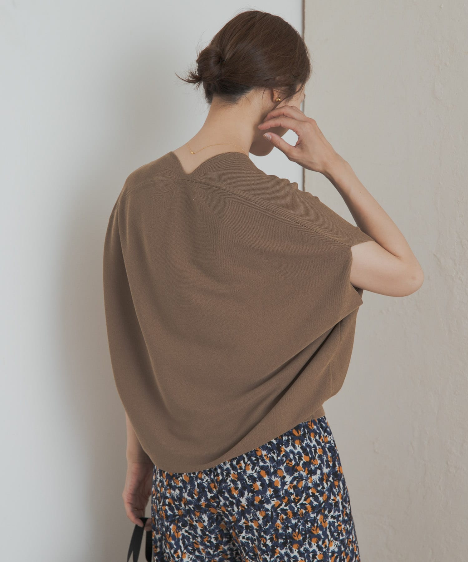 MUSE URBAN Vネック ニット ブラウン リネン混