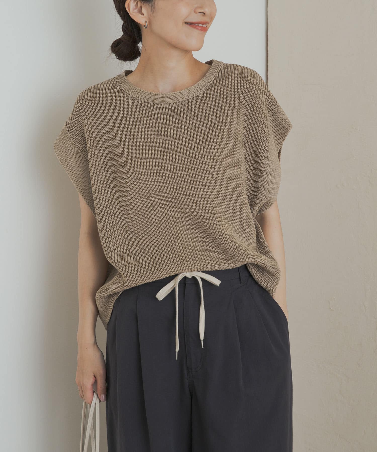 リネンライクニットプルオーバー