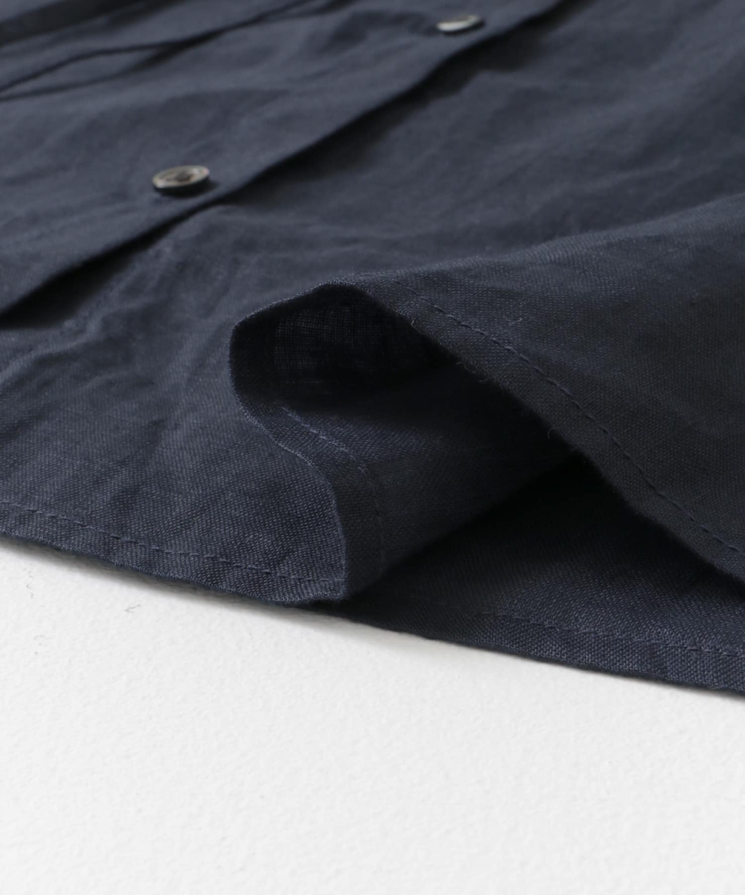 リネンハシゴレースブラウス NAVY M
