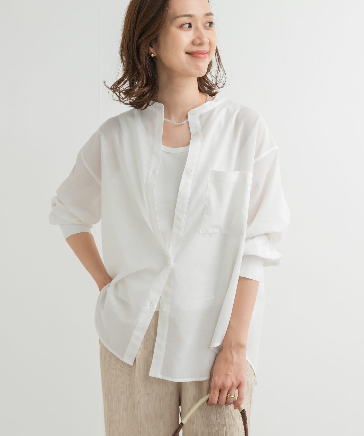 『再入荷』『UR TECH』バンドカラーシャツ