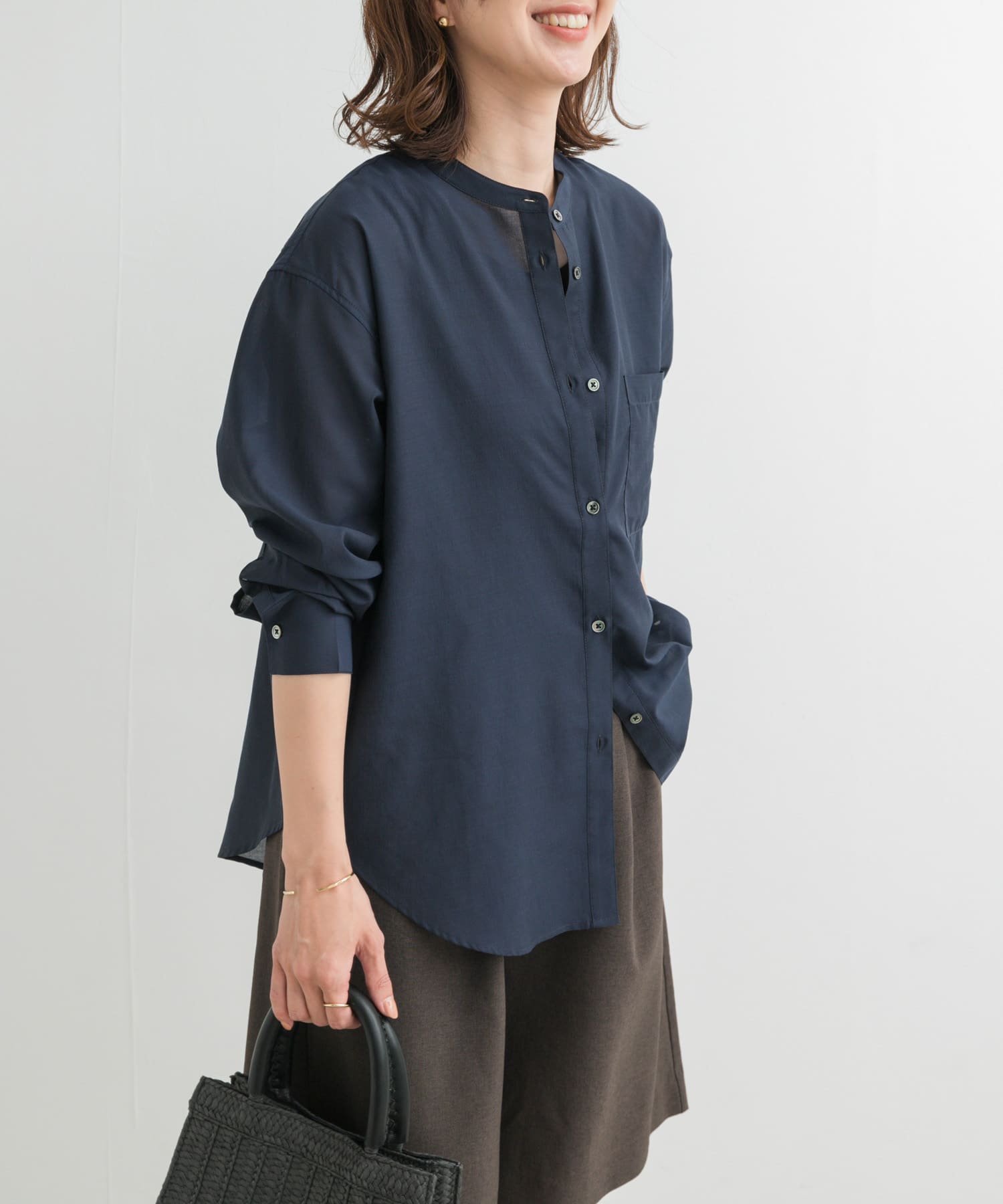 『再入荷』『UR TECH』バンドカラーシャツ